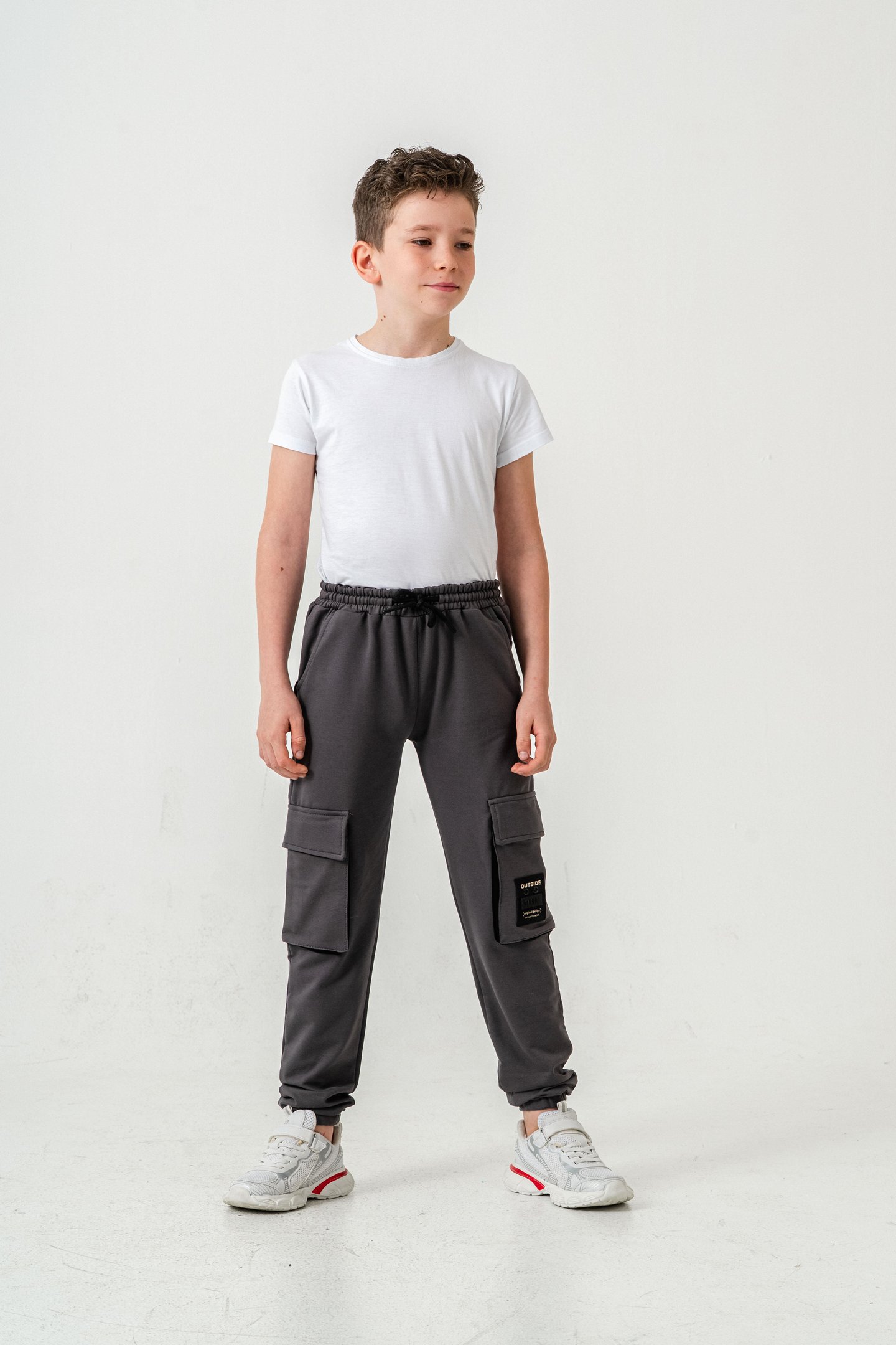 Çift Kargo Cepli Sol Cep Kapagı Armalı Erkek Çoçuk Eşofman Altı