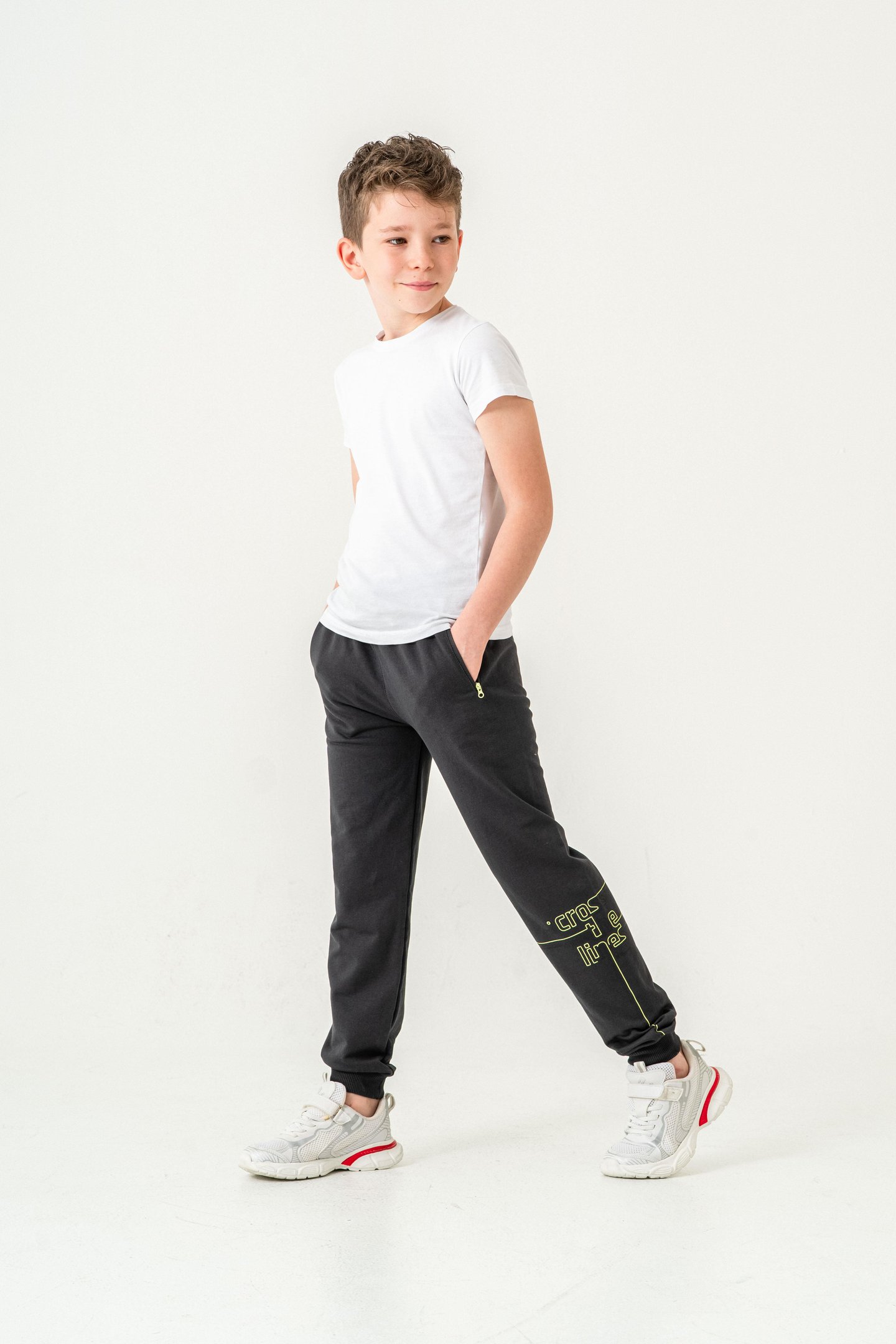 Croos The Lines Baskılı Cepler Fermuarlı Erkek Çocuk Eşofman Altı