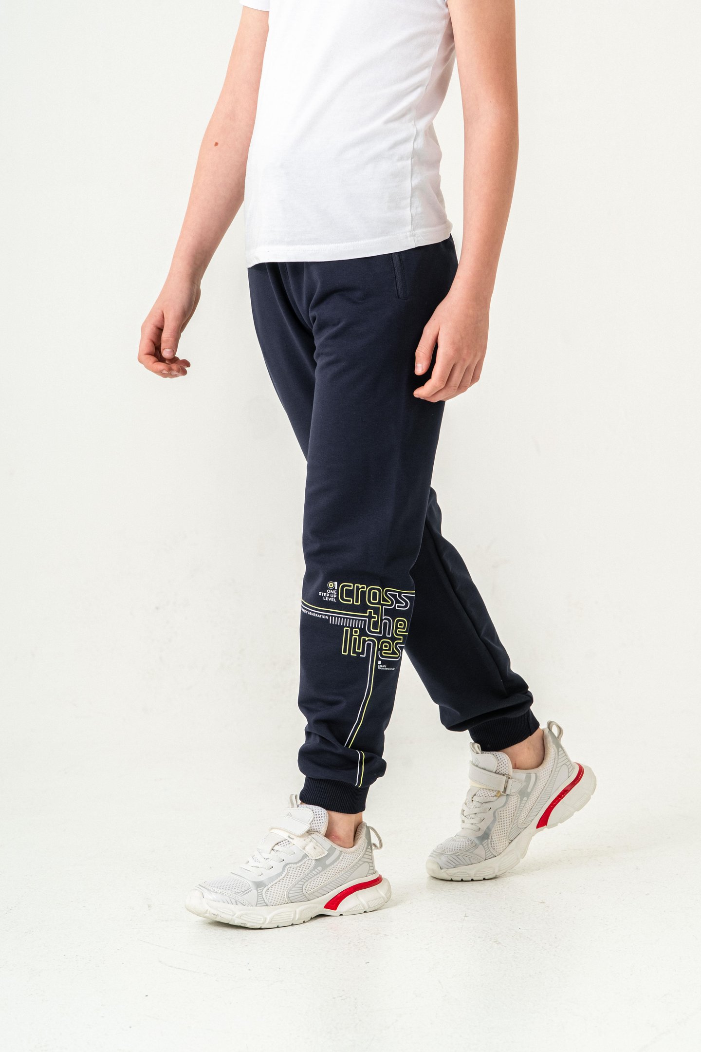 Croos The Lines Baskılı Cepler Fermuarlı Erkek Çocuk Eşofman Altı