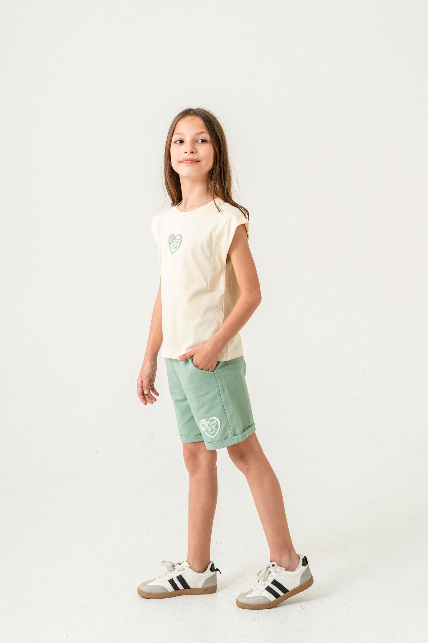 Dance With Your Heart Baskılı  Kız Çocuk Şort - Tişört Takımı