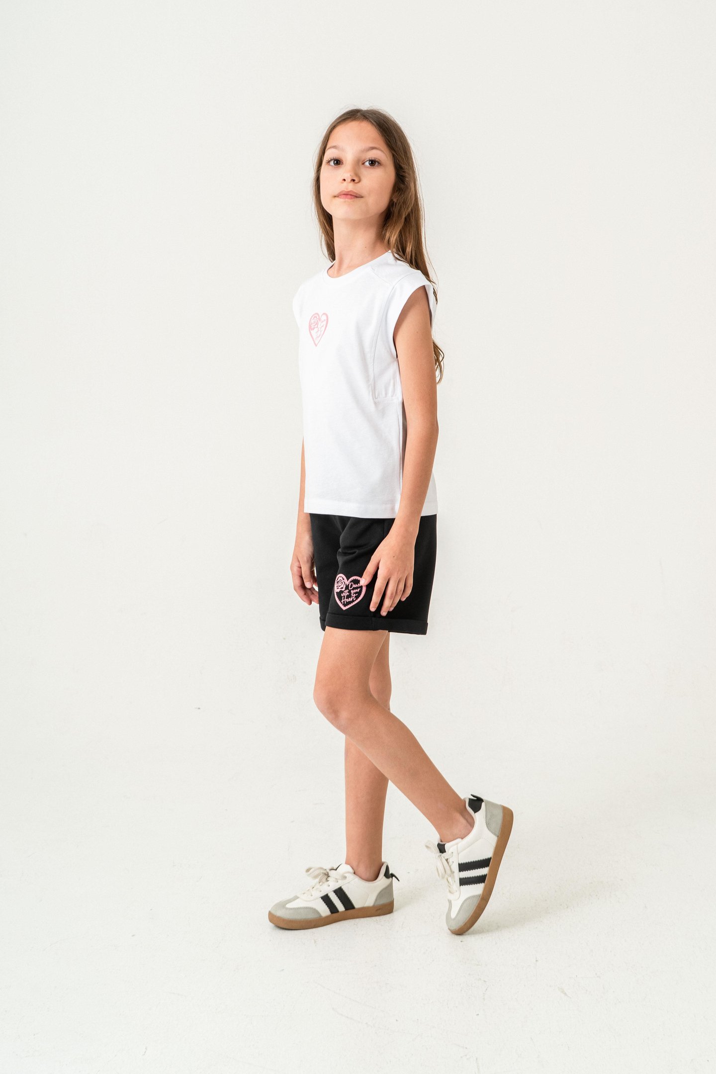 Dance With Your Heart Baskılı  Kız Çocuk Şort - Tişört Takımı