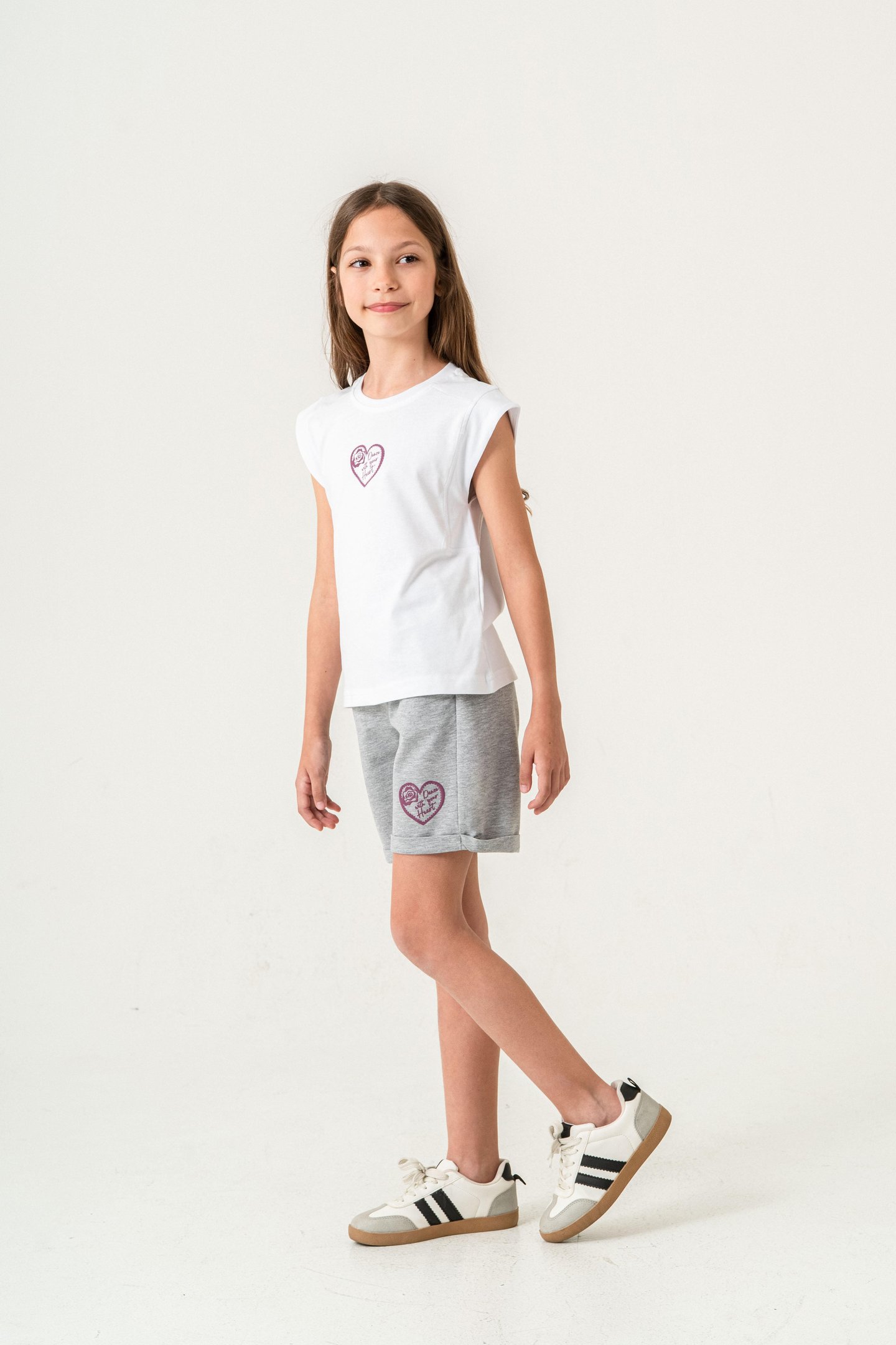 Dance With Your Heart Baskılı  Kız Çocuk Şort - Tişört Takımı