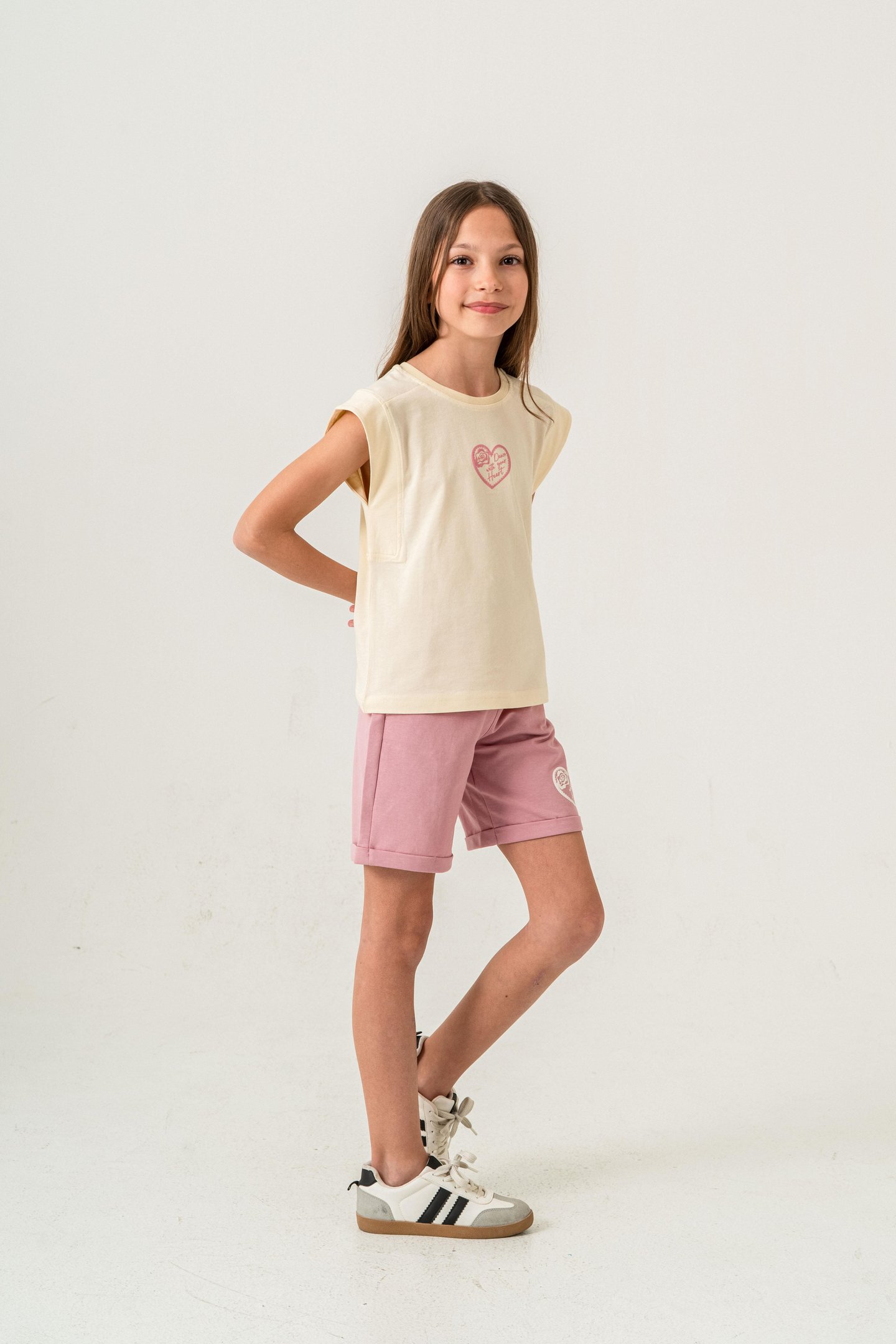 Dance With Your Heart Baskılı  Kız Çocuk Şort - Tişört Takımı