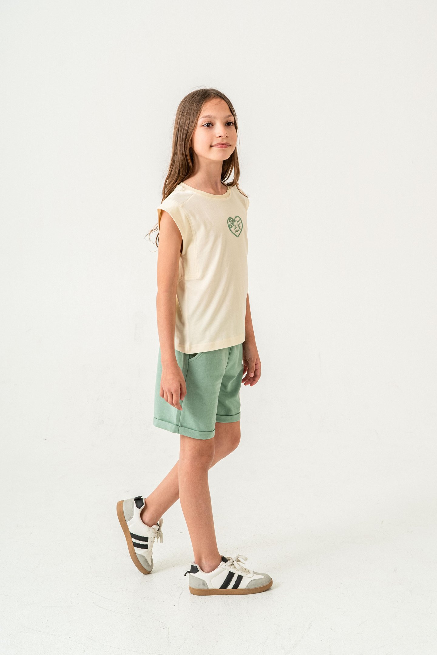 Dance With Your Heart Baskılı  Kız Çocuk Şort - Tişört Takımı