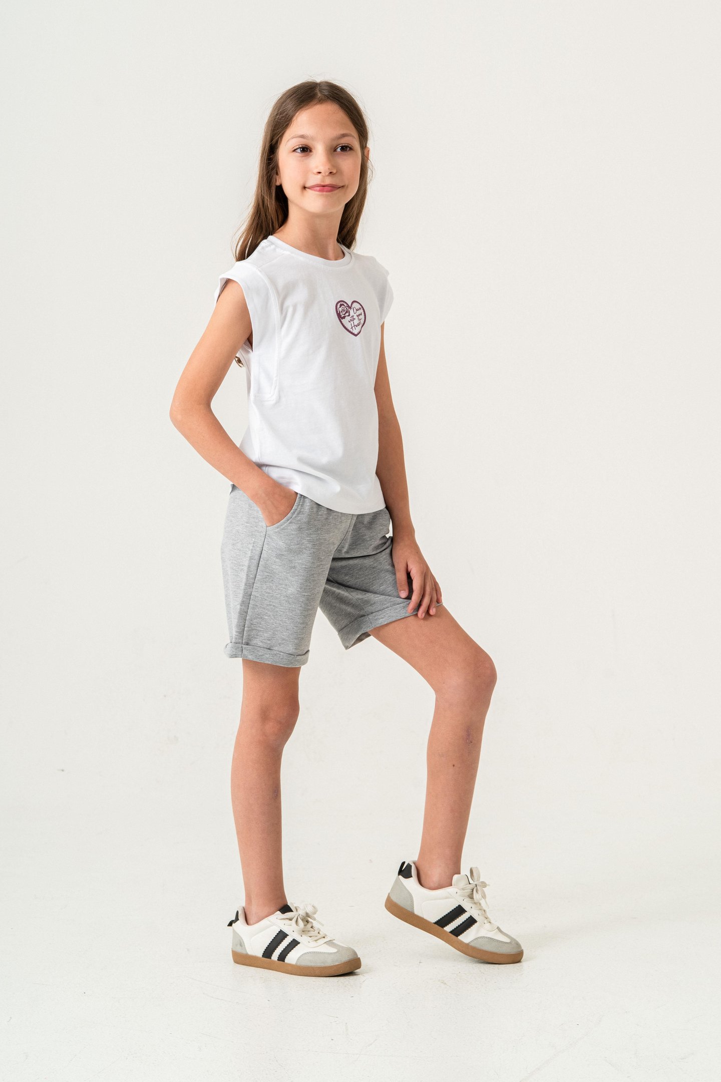 Dance With Your Heart Baskılı  Kız Çocuk Şort - Tişört Takımı