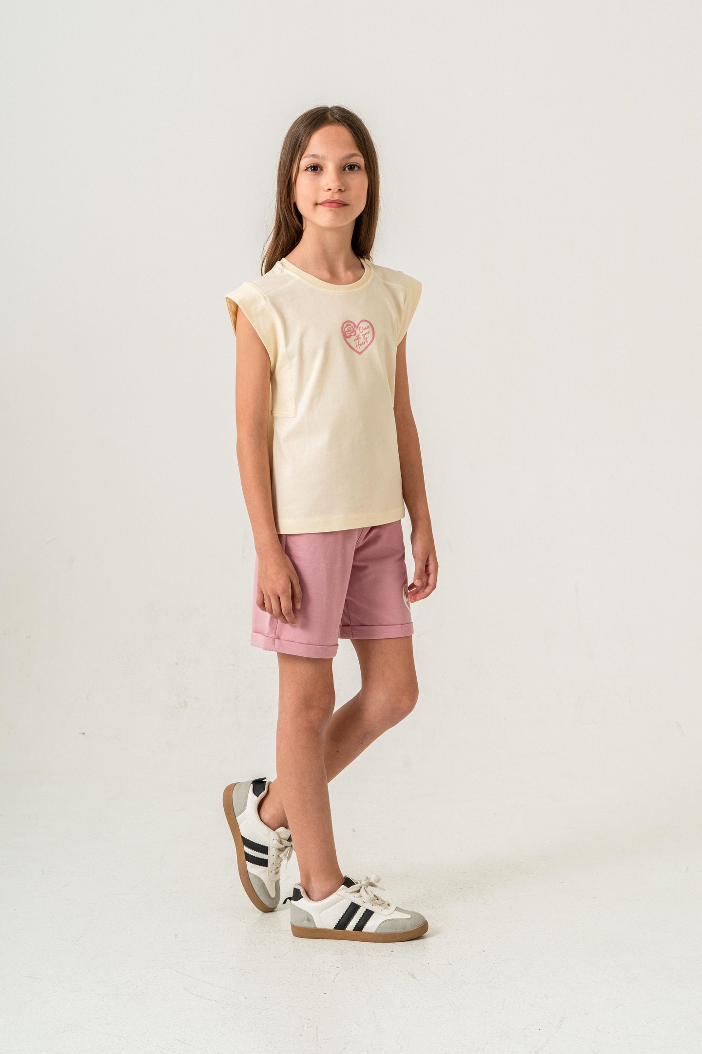 Dance With Your Heart Baskılı  Kız Çocuk Şort - Tişört Takımı