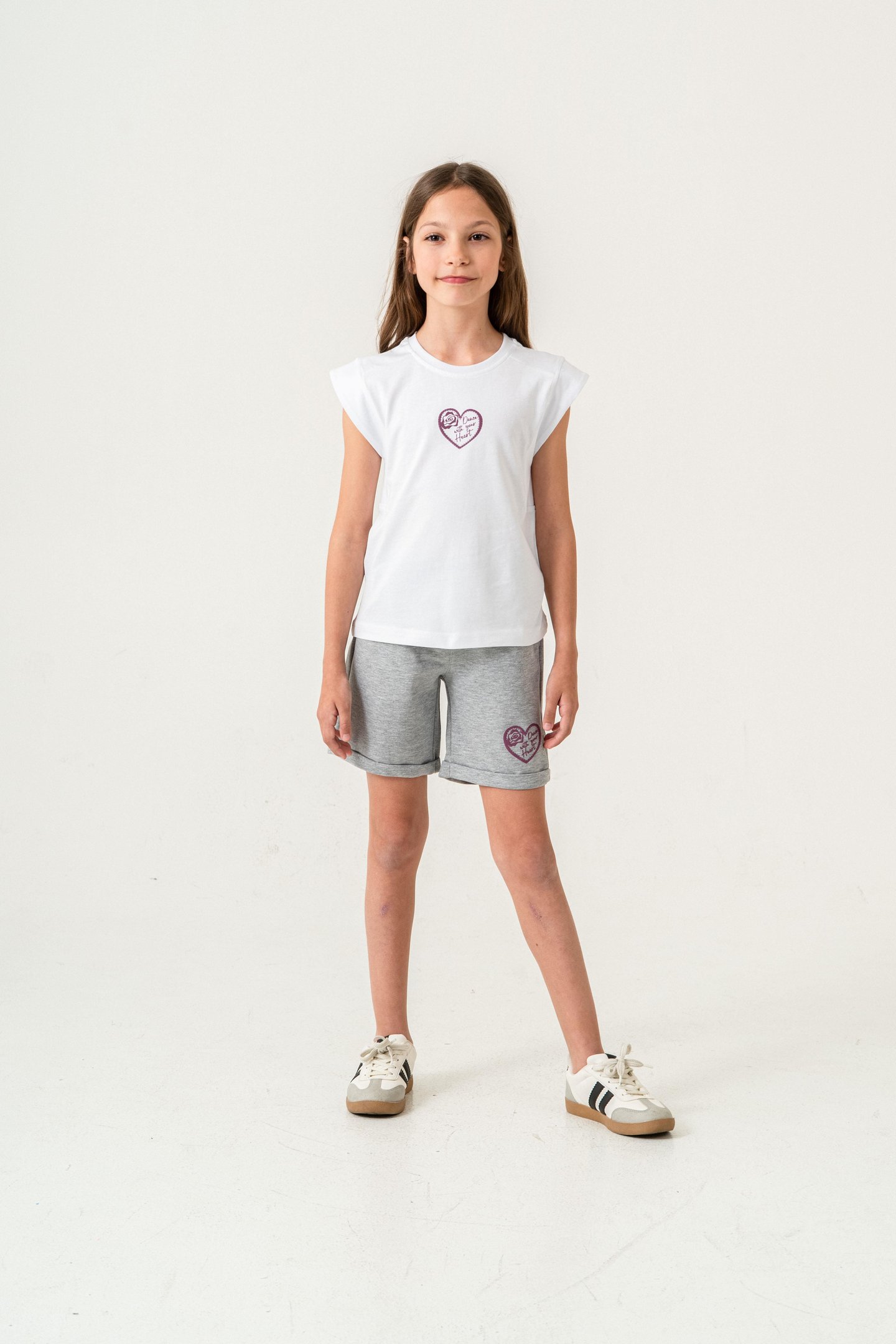 Dance With Your Heart Baskılı  Kız Çocuk Şort - Tişört Takımı