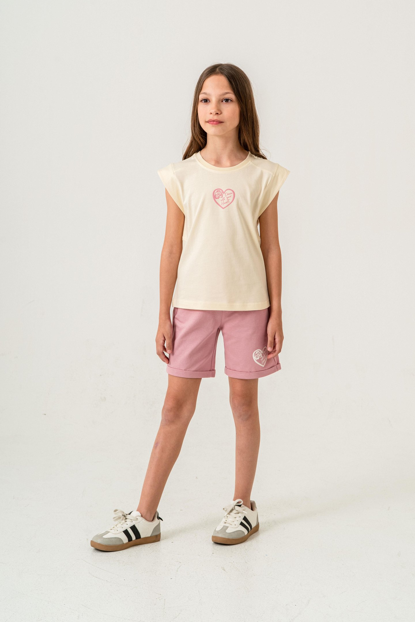 Dance With Your Heart Baskılı  Kız Çocuk Şort - Tişört Takımı