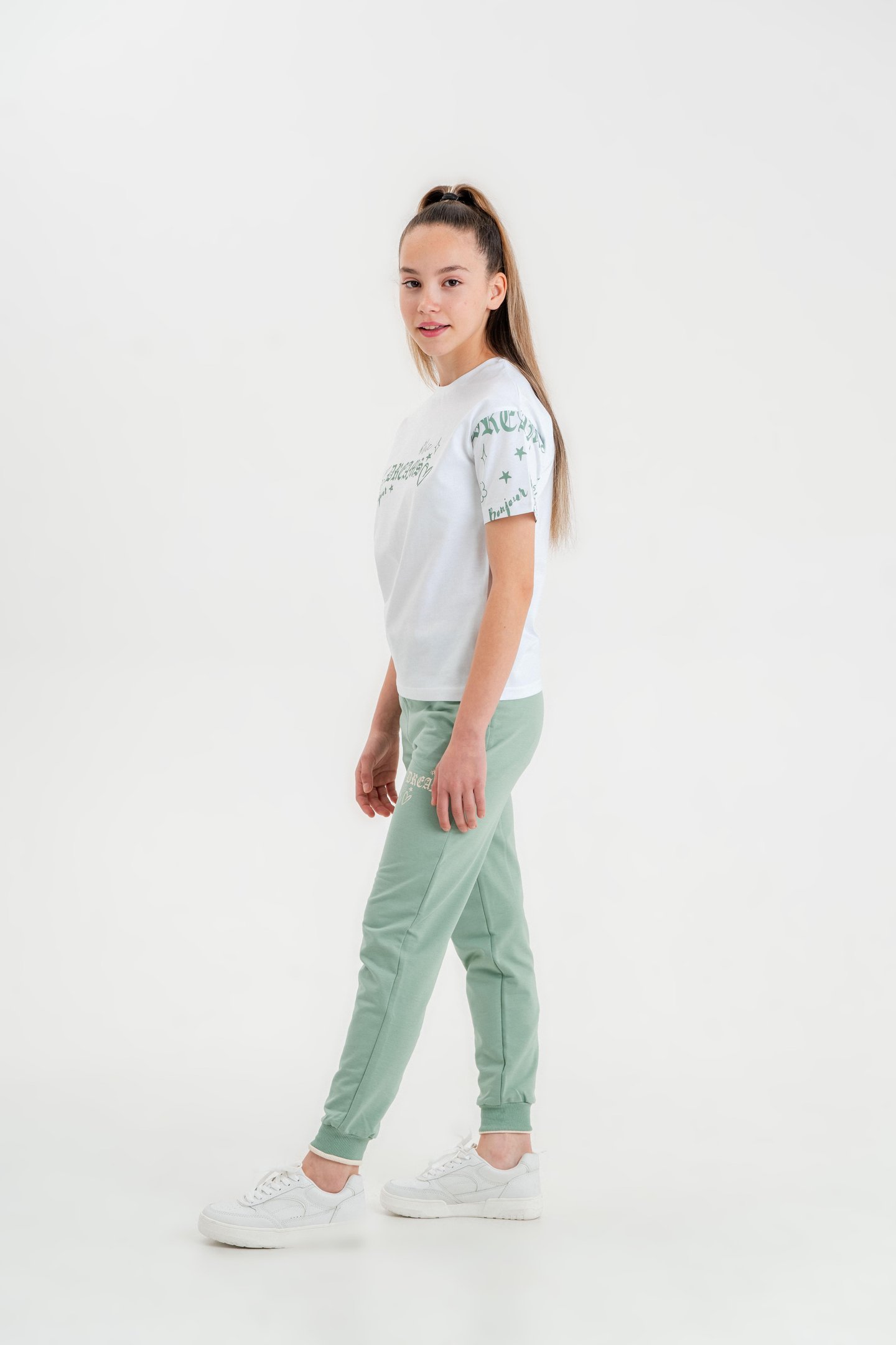 Dreams Bonjour Baskılı Kız Çocuk T-shirt Eşofman Altı Alt Üst Takımı