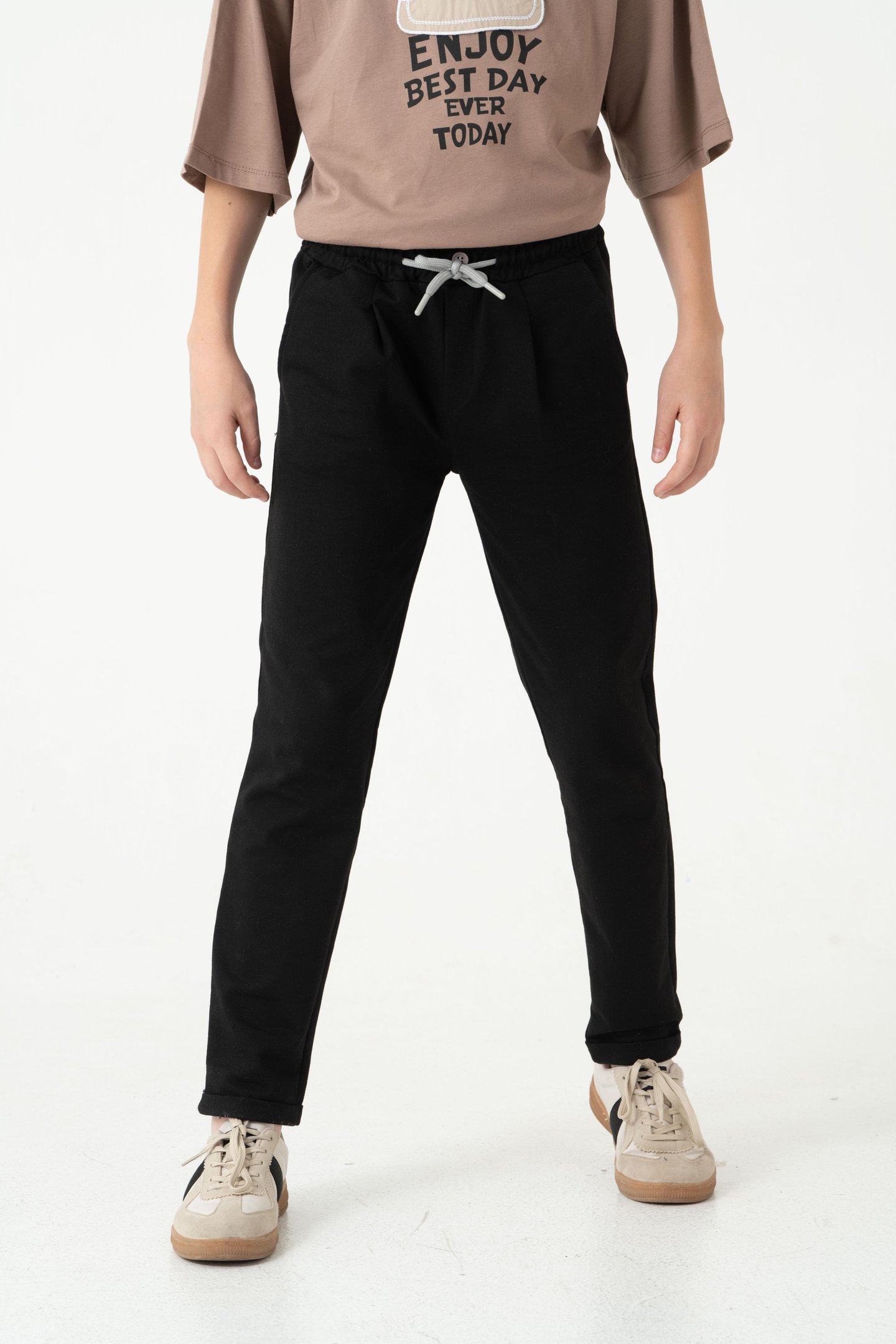 Duble Paça Kemer Düğmeli Erkek Çocuk Eşofman Altı