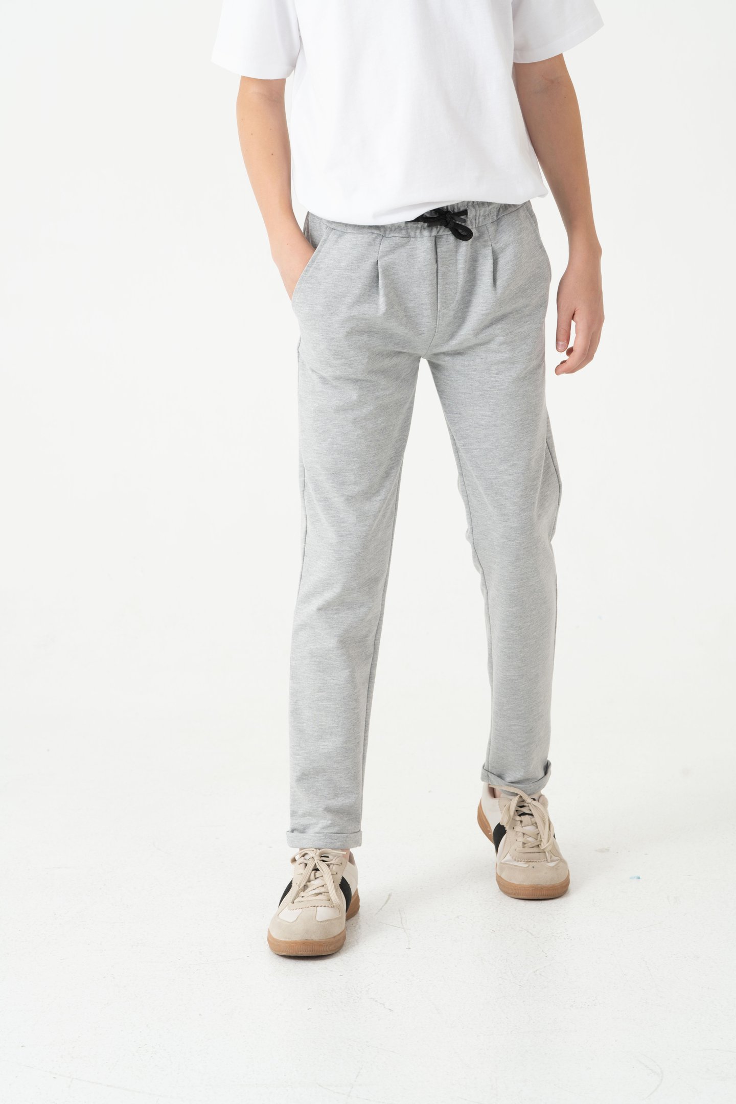 Duble Paça Kemer Düğmeli Erkek Çocuk Eşofman Altı