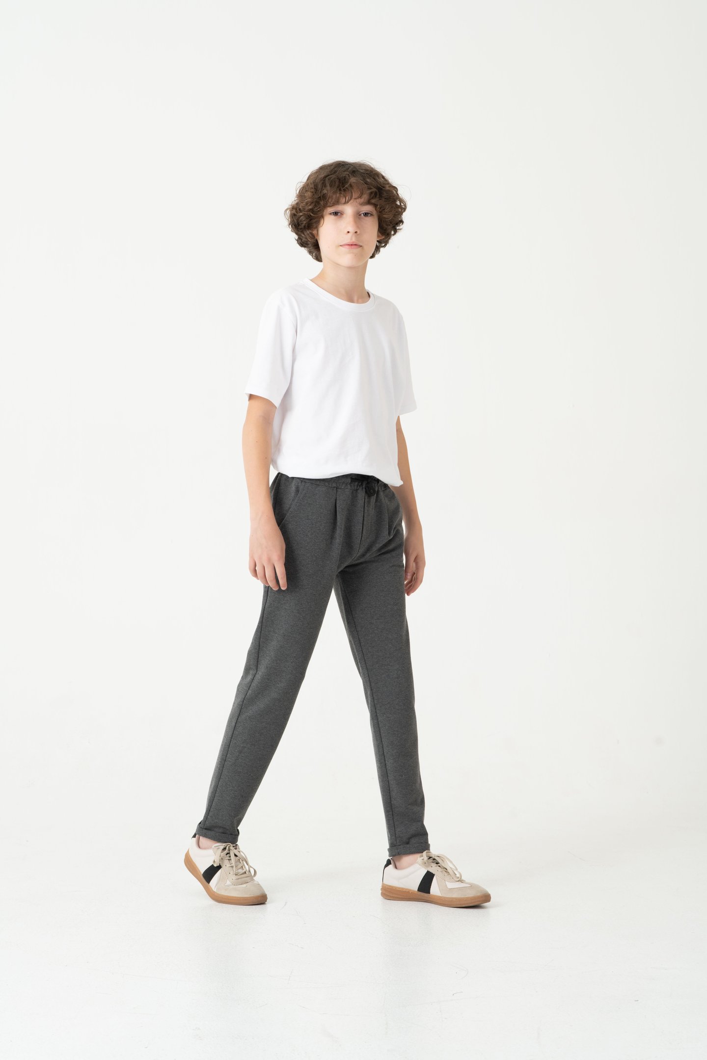 Duble Paça Kemer Düğmeli Erkek Çocuk Eşofman Altı