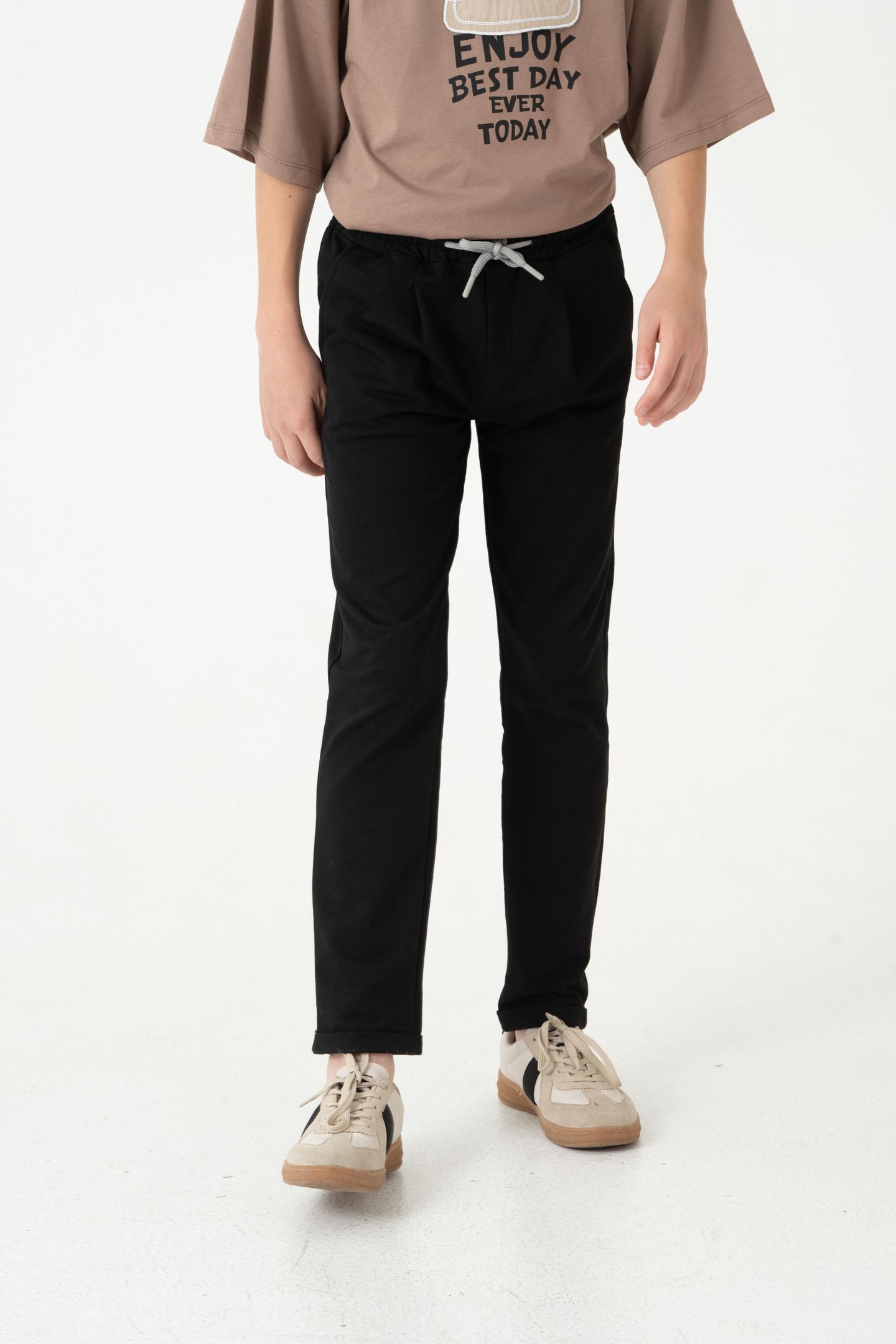 Duble Paça Kemer Düğmeli Erkek Çocuk Eşofman Altı