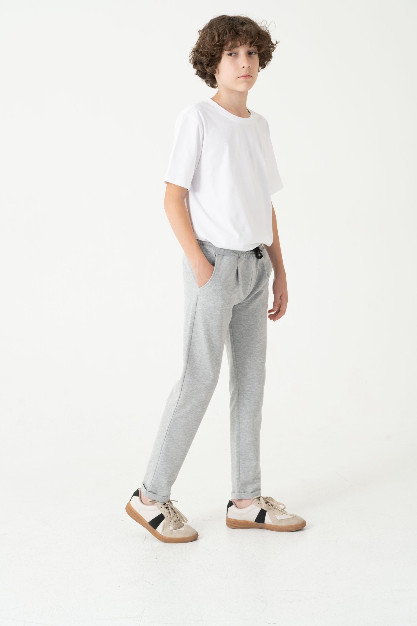 Duble Paça Kemer Düğmeli Erkek Çocuk Eşofman Altı