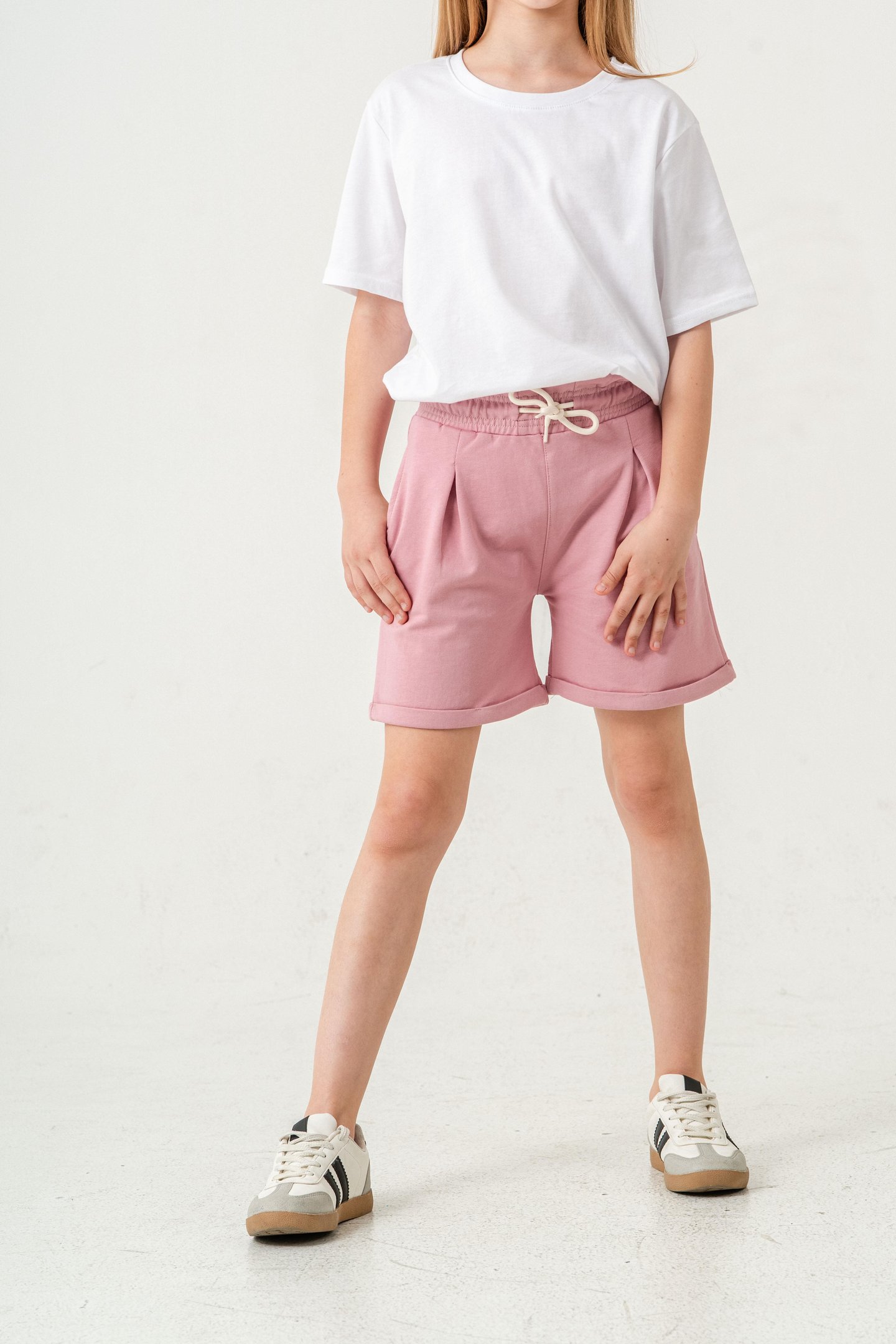 Duble Paça Kemer Kordonlu Kız Çocuk Şort