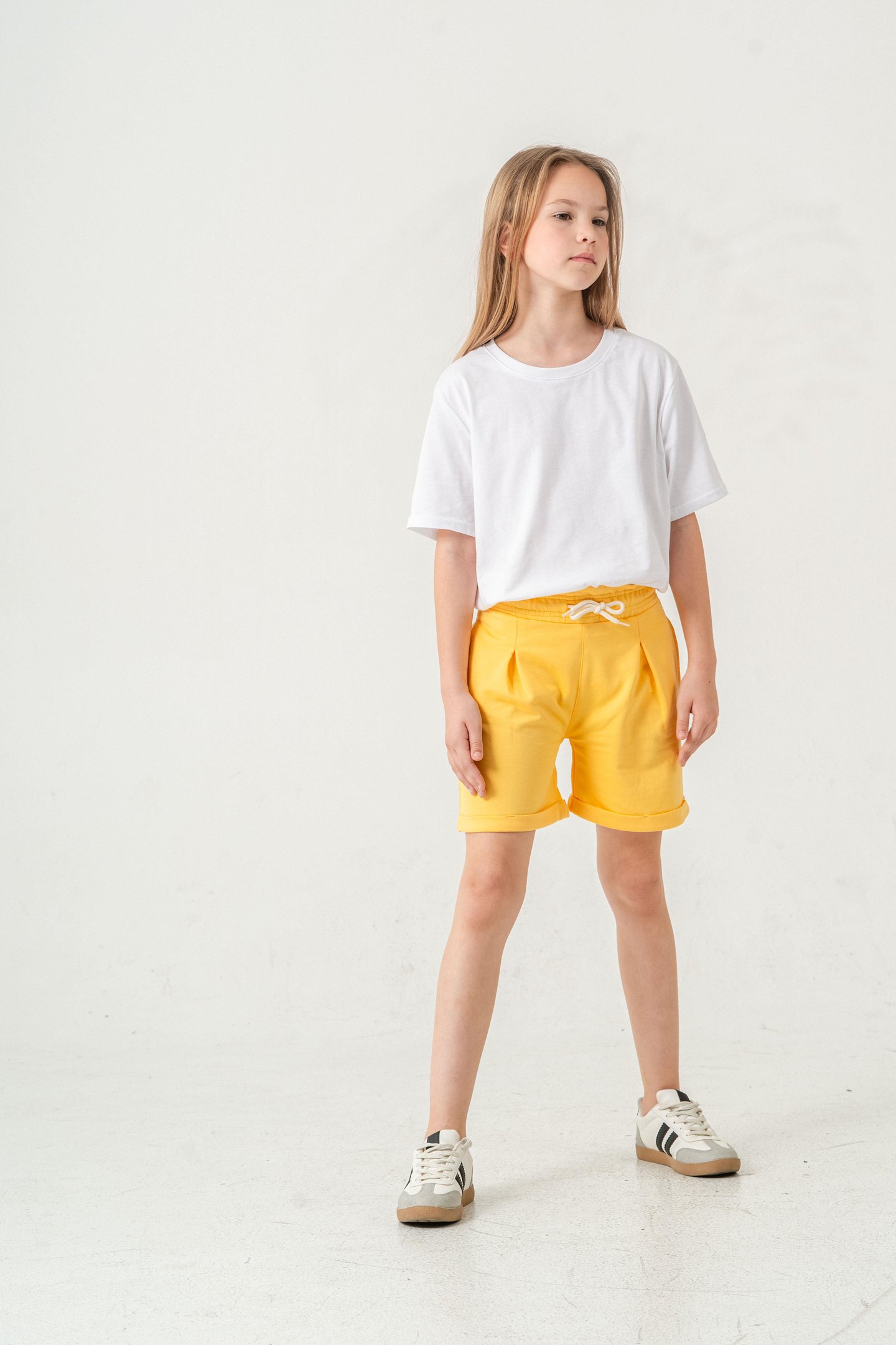 Duble Paça Kemer Kordonlu Kız Çocuk Şort