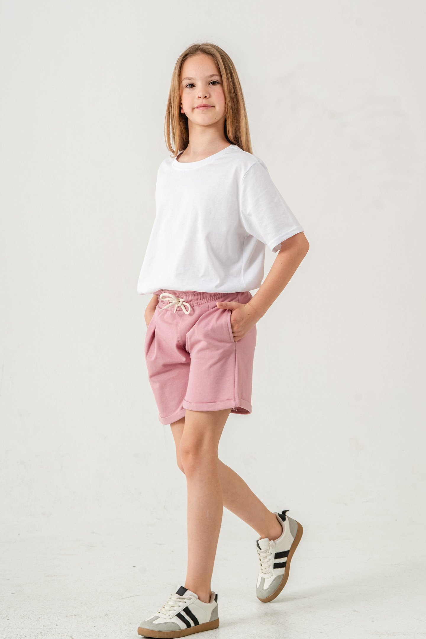 Duble Paça Kemer Kordonlu Kız Çocuk Şort