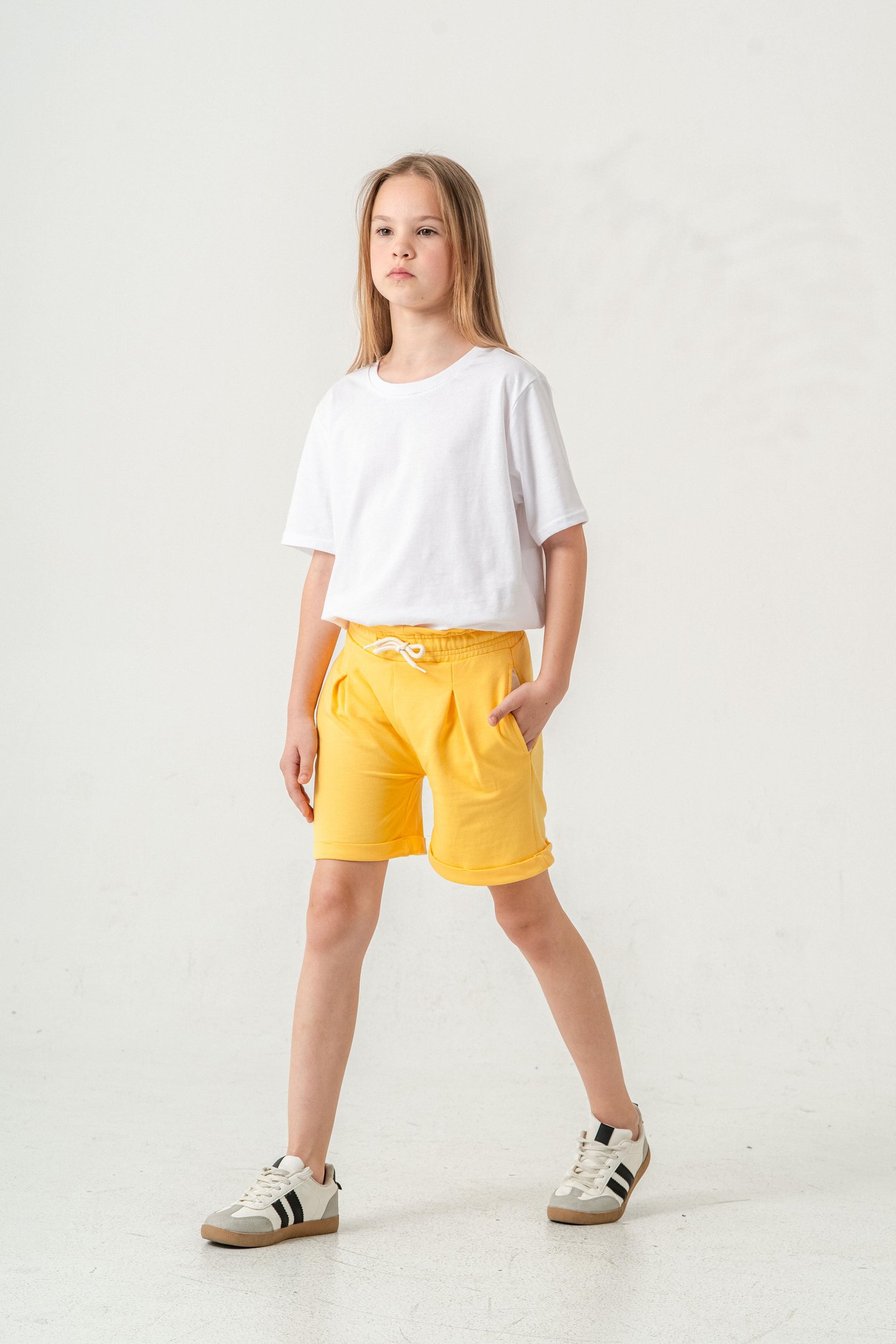 Duble Paça Kemer Kordonlu Kız Çocuk Şort