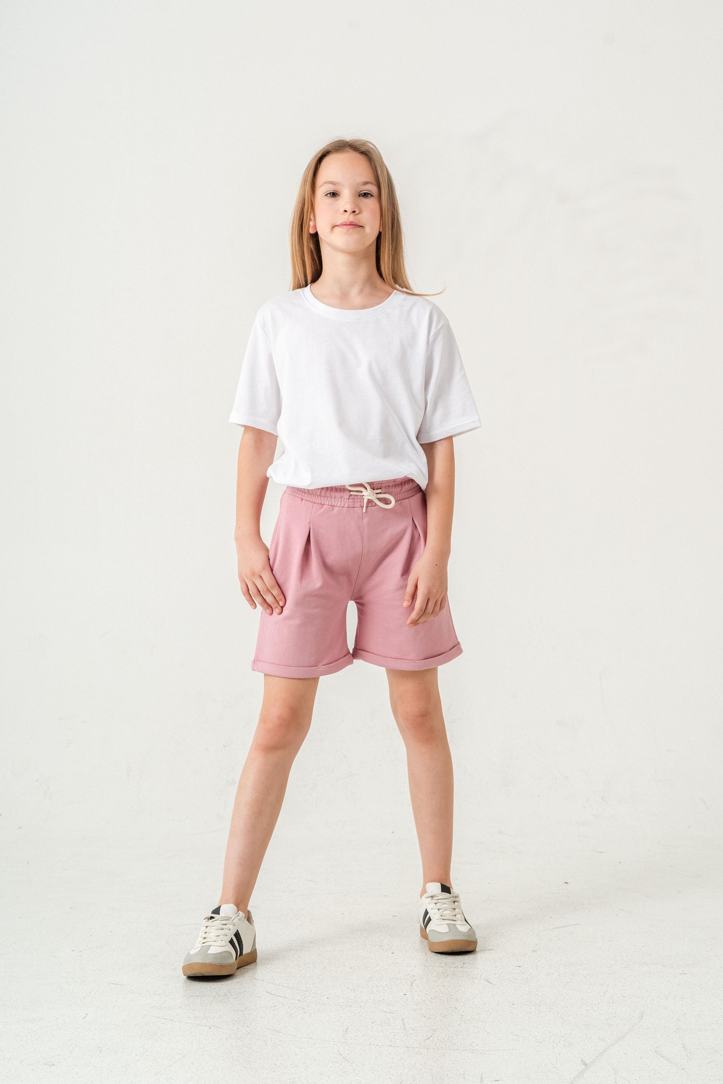 Duble Paça Kemer Kordonlu Kız Çocuk Şort