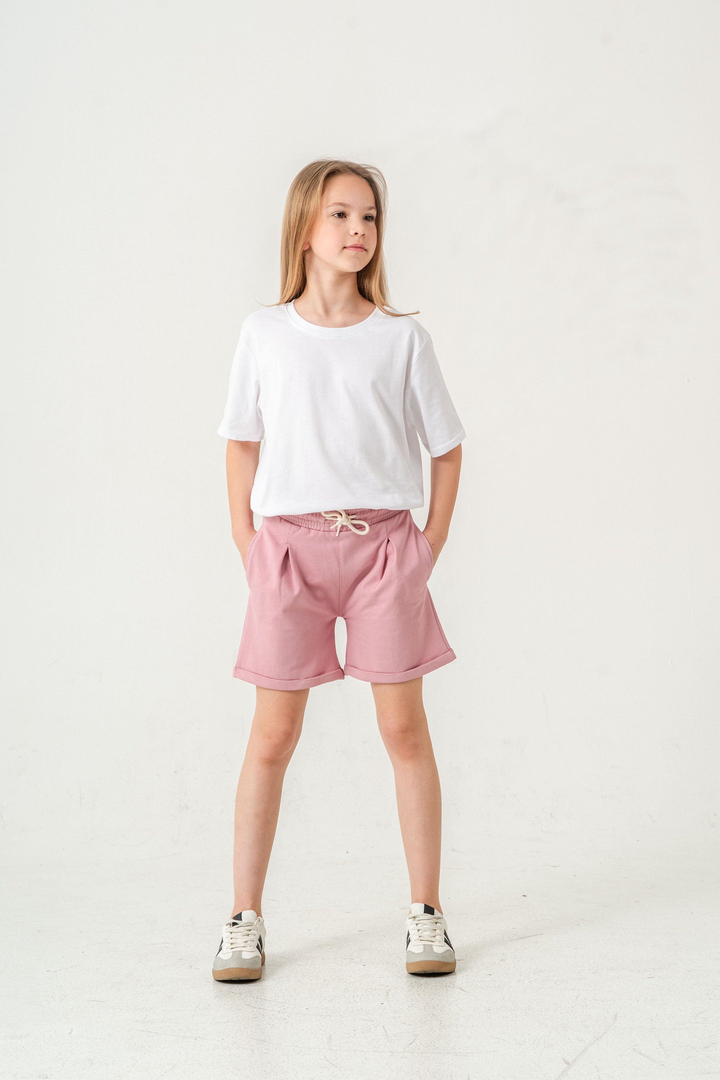 Duble Paça Kemer Kordonlu Kız Çocuk Şort