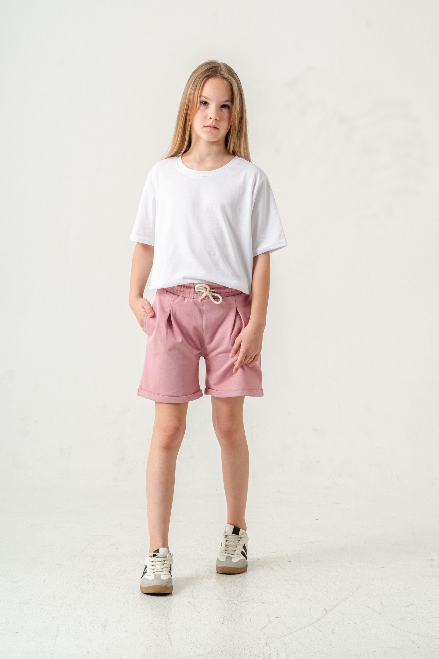 Duble Paça Kemer Kordonlu Kız Çocuk Şort