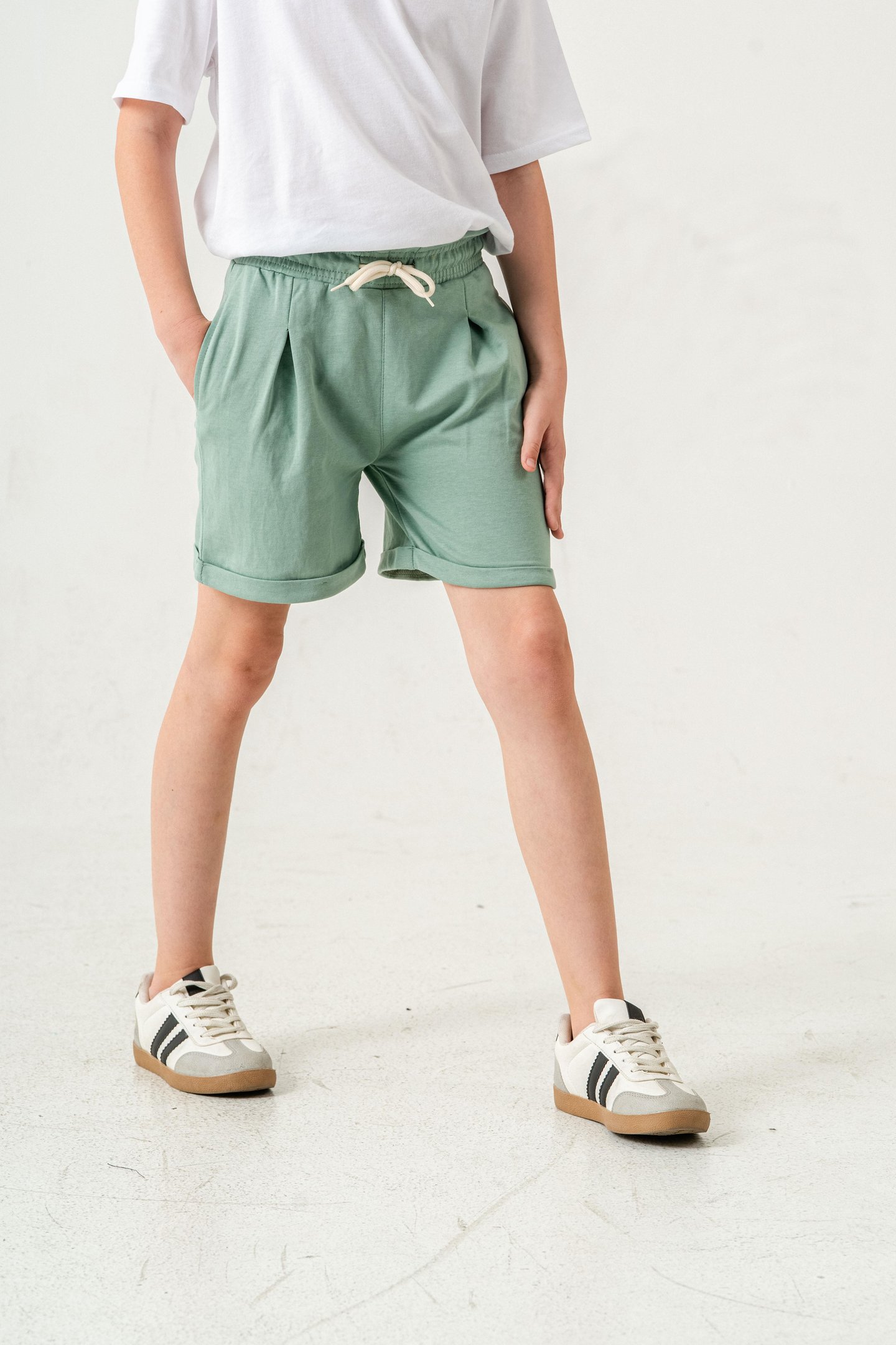 Duble Paça Kemer Kordonlu Kız Çocuk Şort