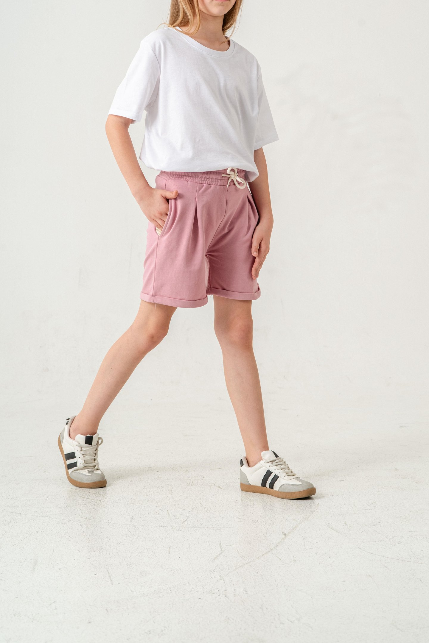 Duble Paça Kemer Kordonlu Kız Çocuk Şort