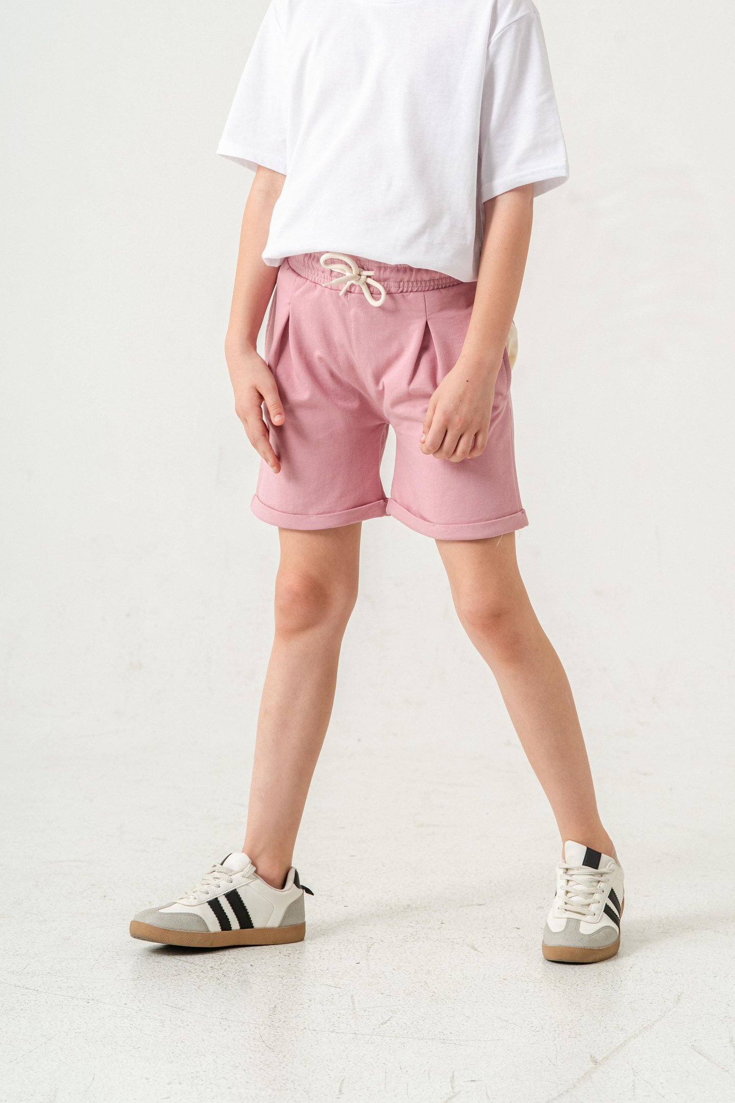 Duble Paça Kemer Kordonlu Kız Çocuk Şort