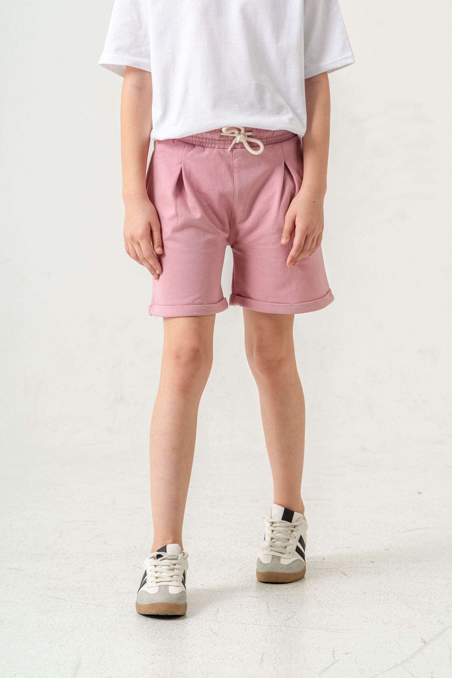 Duble Paça Kemer Kordonlu Kız Çocuk Şort