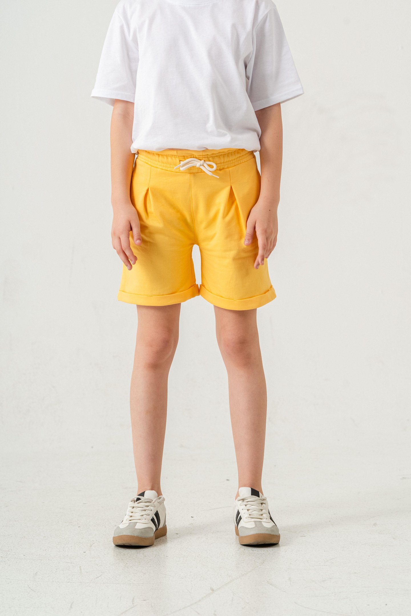 Duble Paça Kemer Kordonlu Kız Çocuk Şort