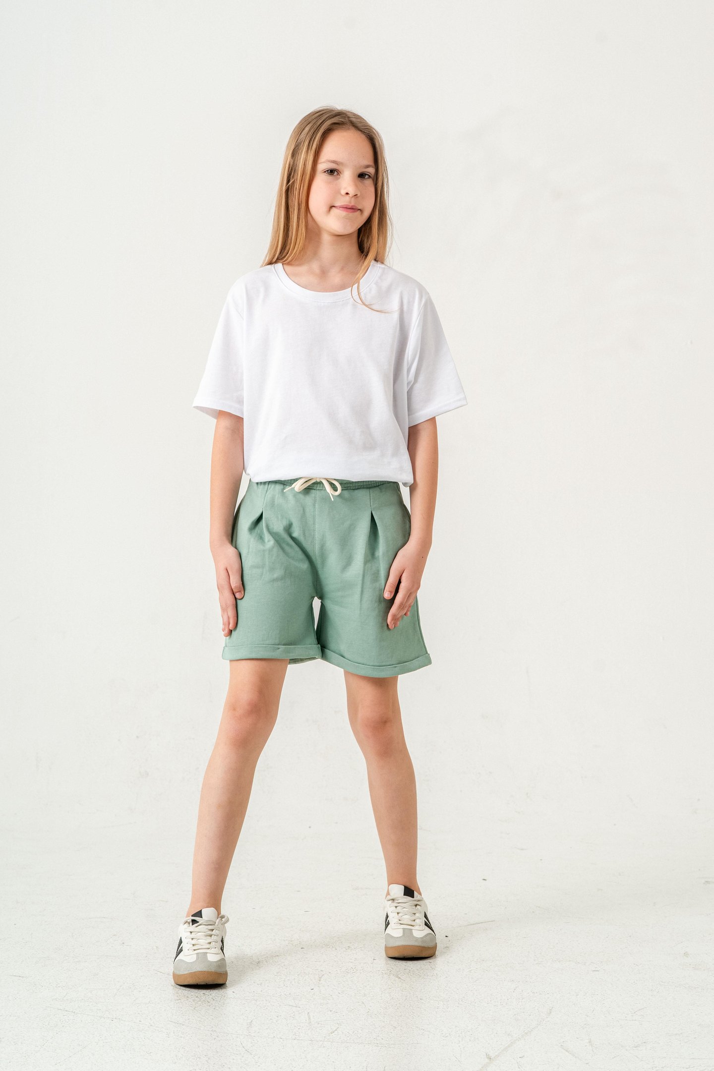 Duble Paça Kemer Kordonlu Kız Çocuk Şort