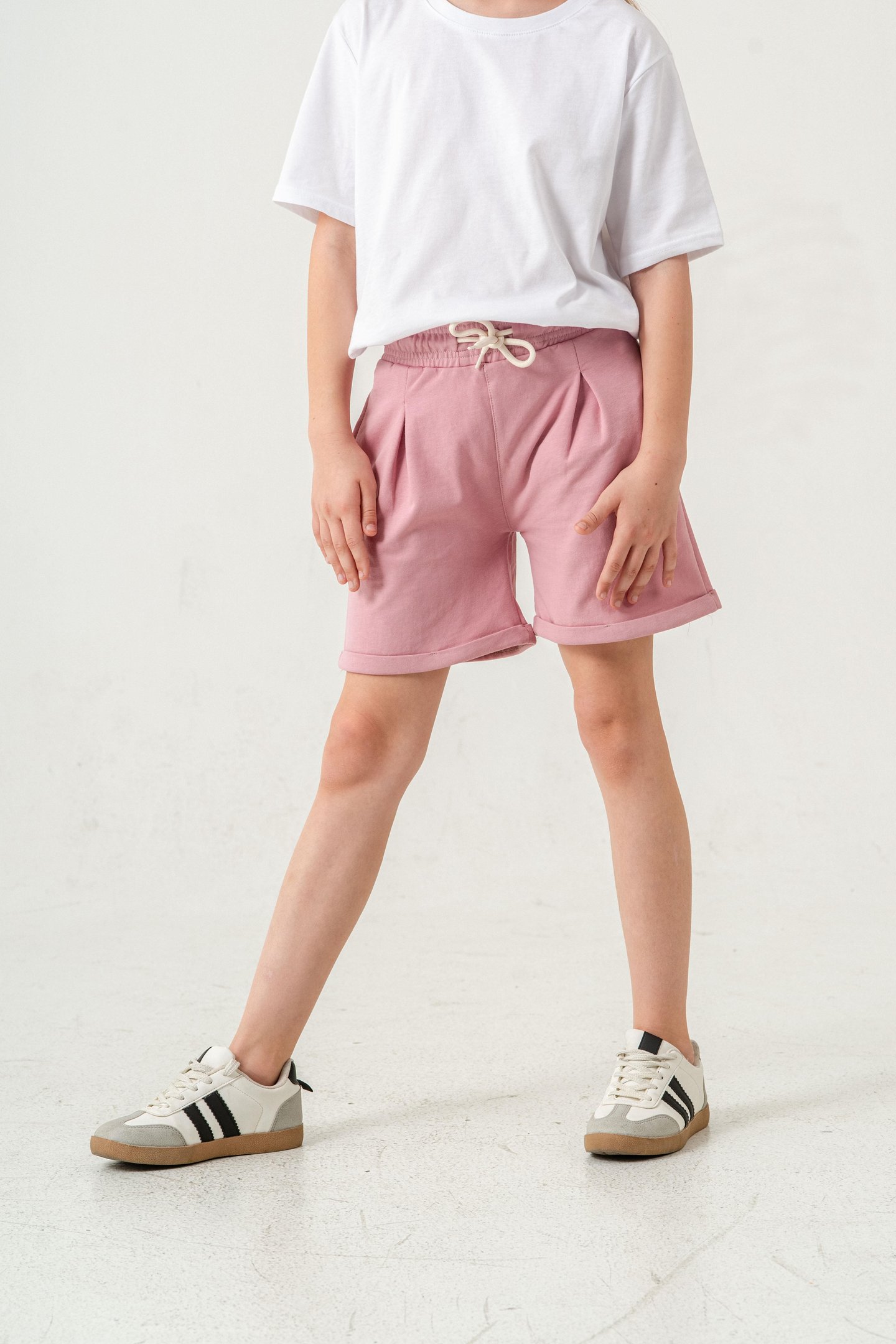 Duble Paça Kemer Kordonlu Kız Çocuk Şort