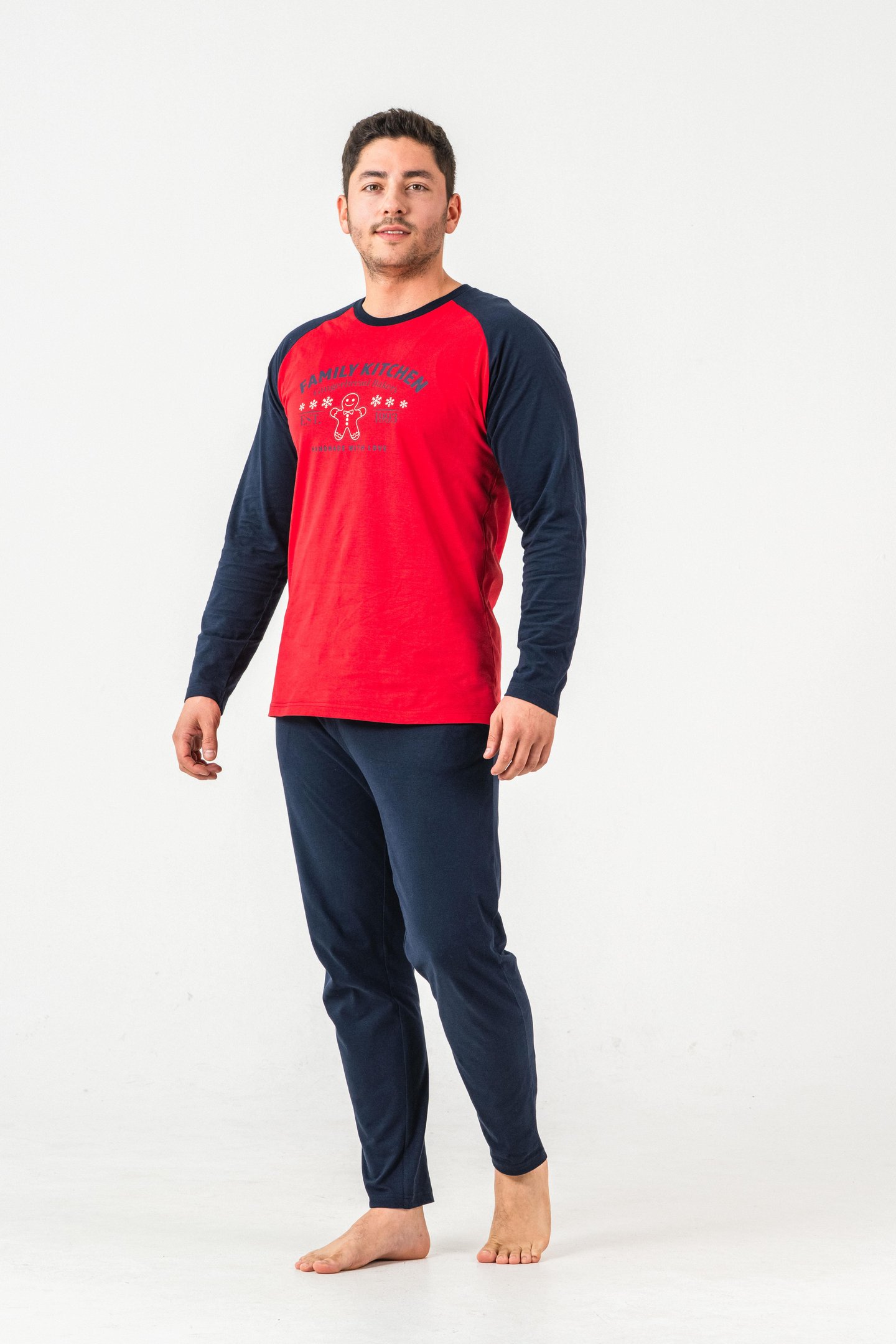 Family Kitchen Baskılı  Erkek Yetişkin Pijama Takım