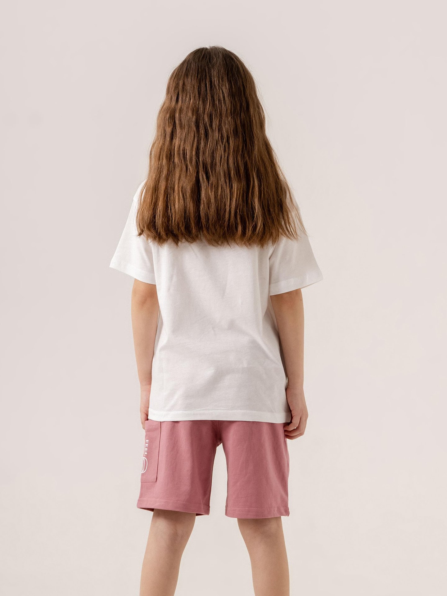 Feel Be God Baskılı Cep Baskı Detaylı Kız Çocuk T-shirt Şort Alt-Üst Takımı