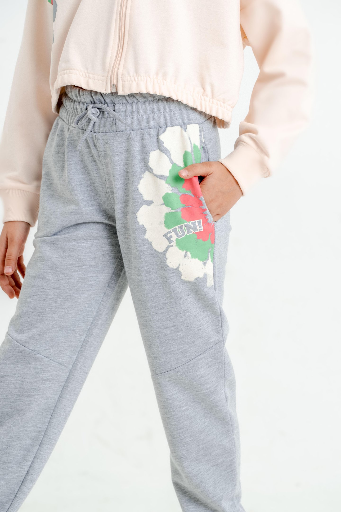 Fun Baskılı Kapüşonlu Alt Üst Kız Çocuk Eşofman Takımı