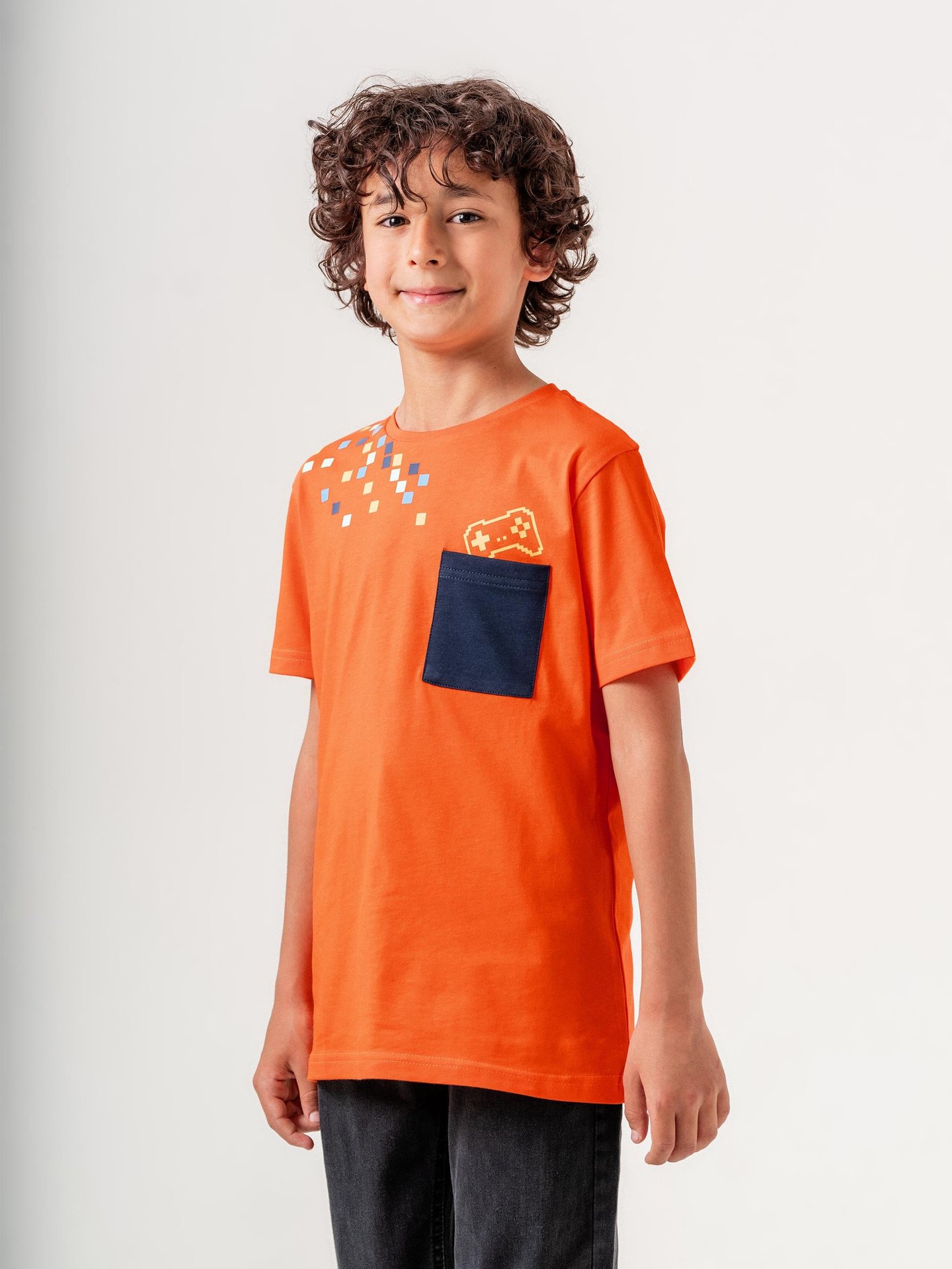 GAMEPAD Baskılı Mikro Cepli Erkek Çocuk Tişört T-shirt