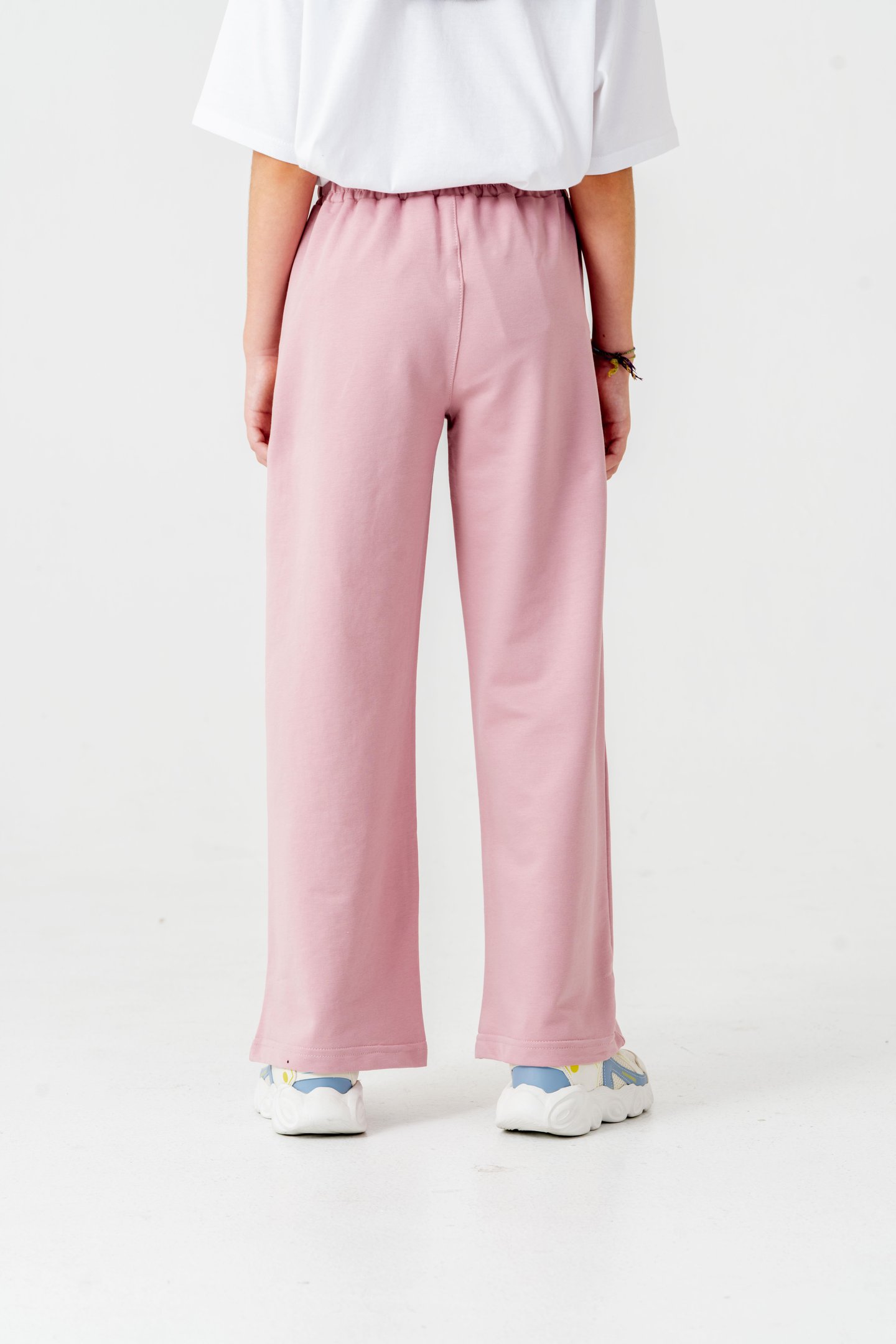 Geniş Paçalı Balık Sırtı Yanları Şeritli Kız Çocuk Eşofman Altı