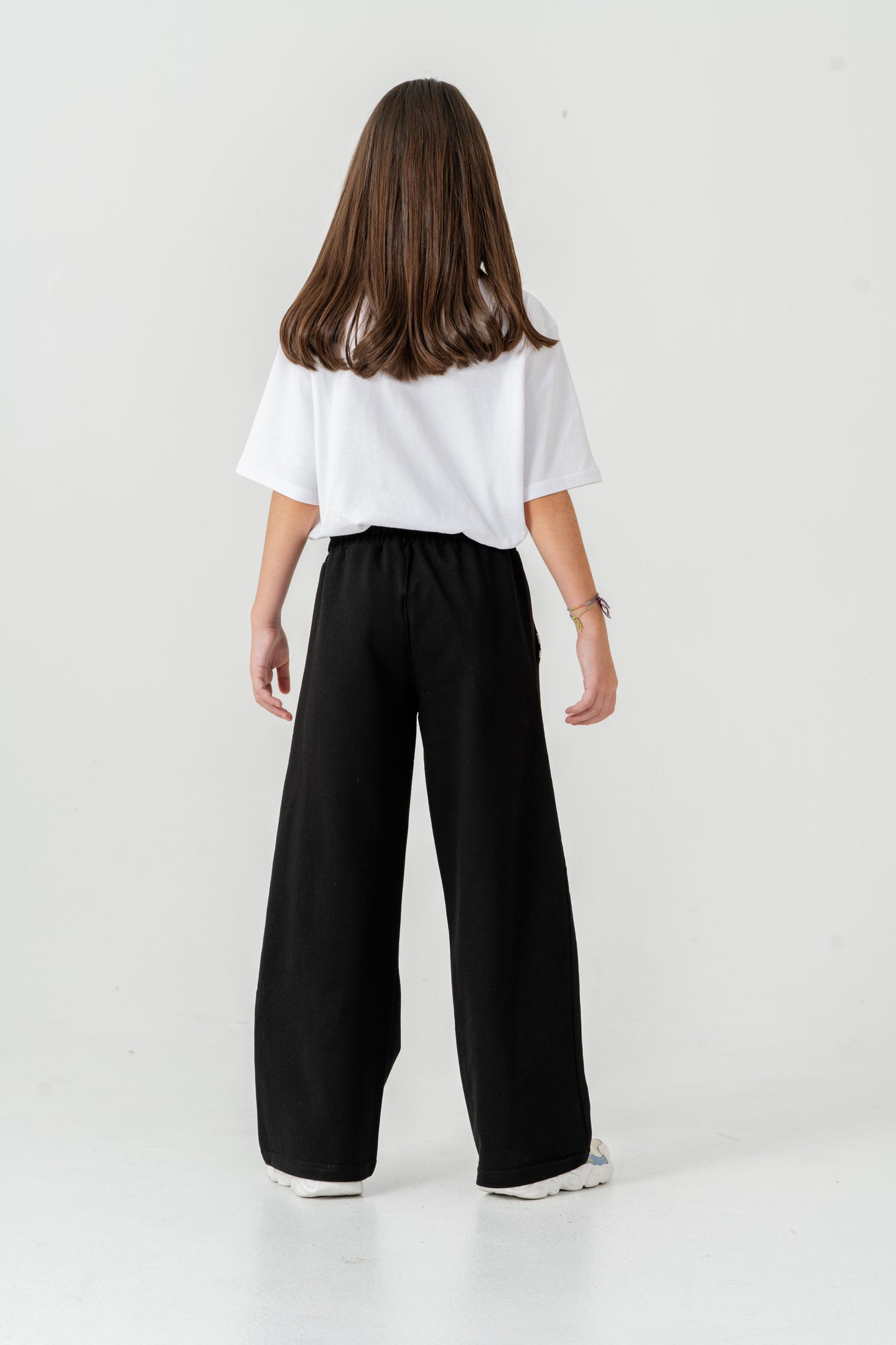 Geniş Paçalı Balık Sırtı Yanları Şeritli Kız Çocuk Eşofman Altı