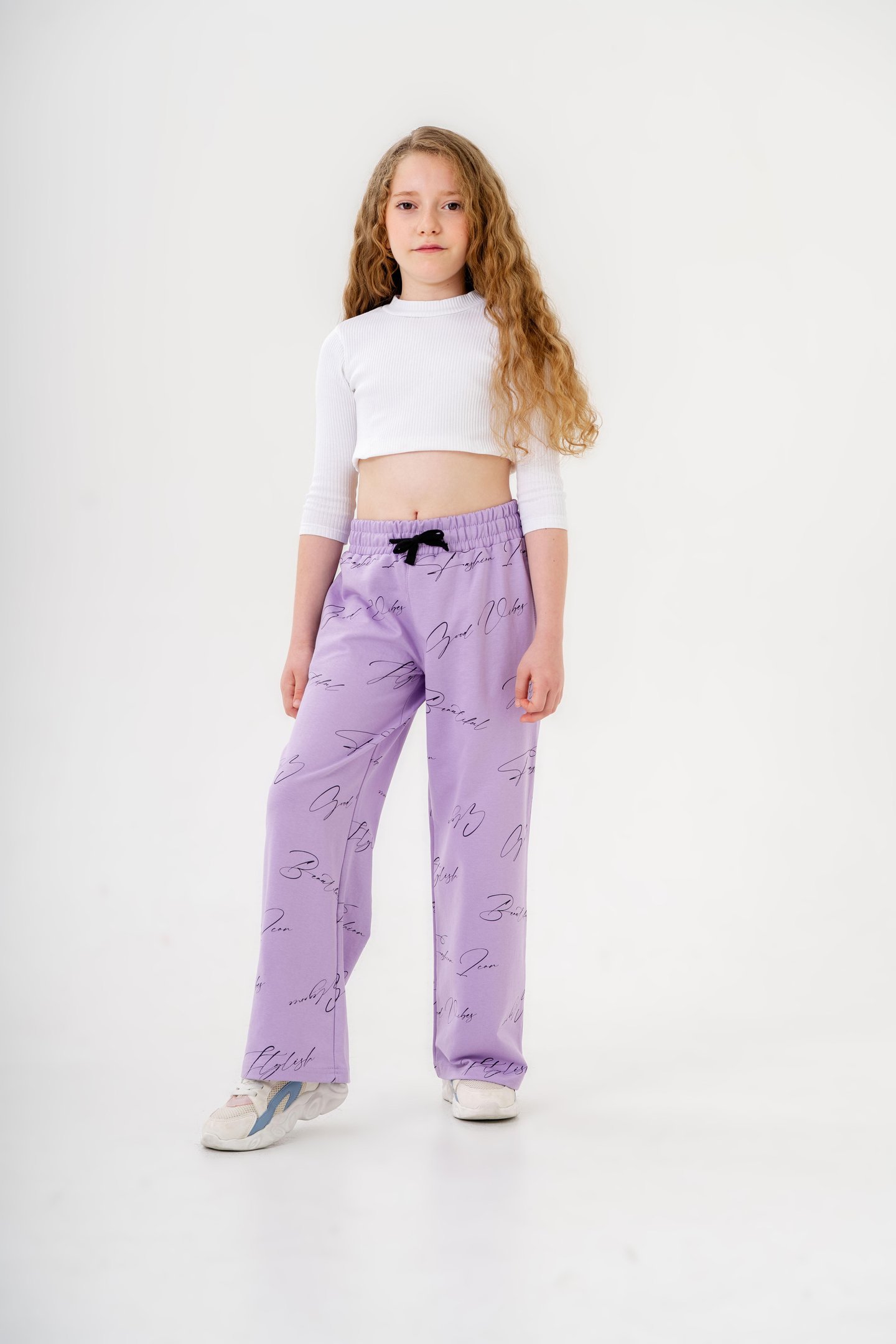 Geniş Paçalı Tüm Alan Baskılı Kız Çocuk Eşofman Altı