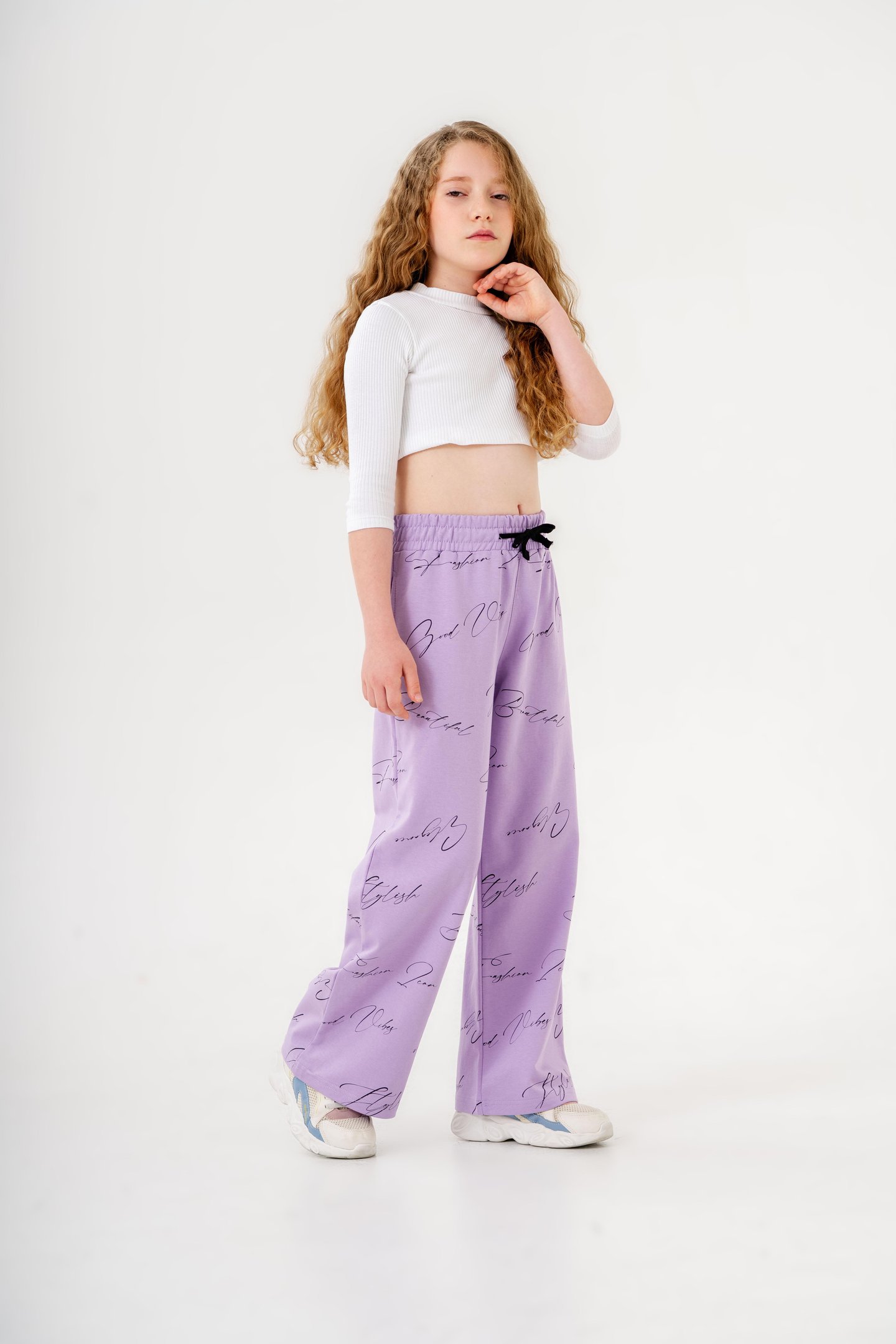 Geniş Paçalı Tüm Alan Baskılı Kız Çocuk Eşofman Altı