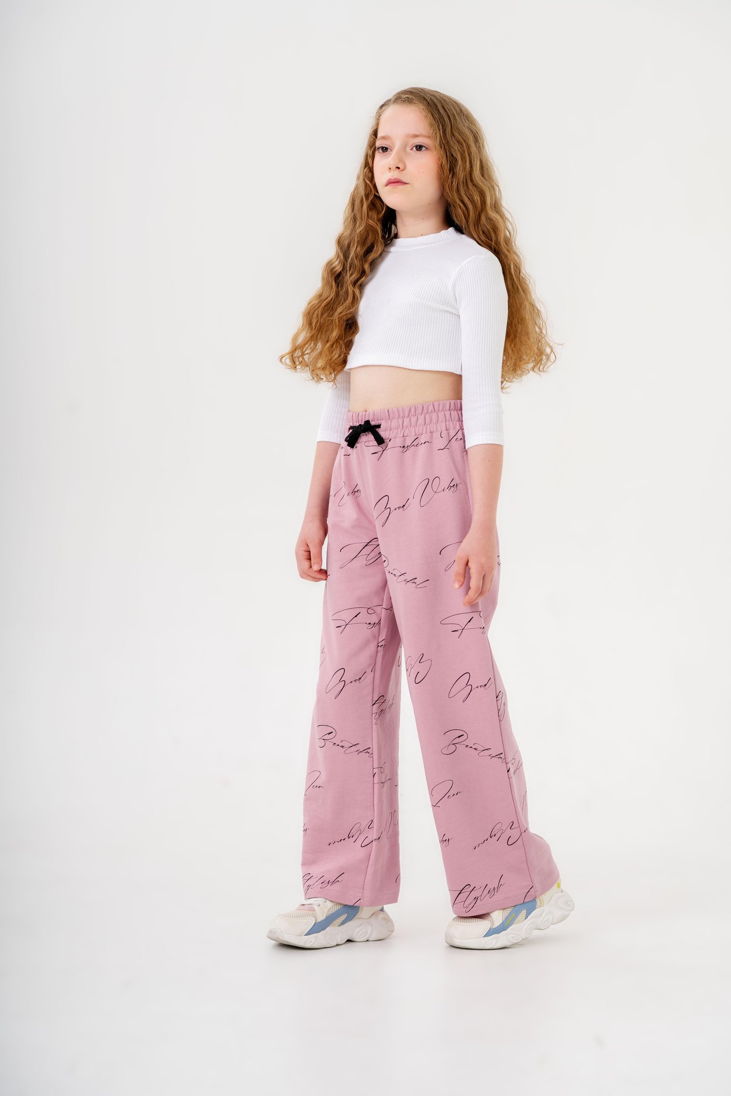 Geniş Paçalı Tüm Alan Baskılı Kız Çocuk Eşofman Altı