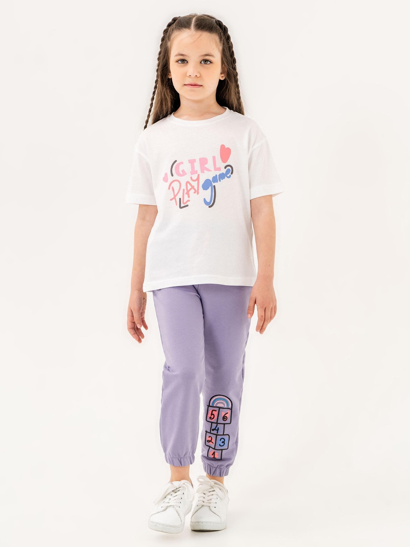 Gırl Play Game Baskılı Bacak Baskı Detaylı Alt Üst Kız Çocuk Takımı