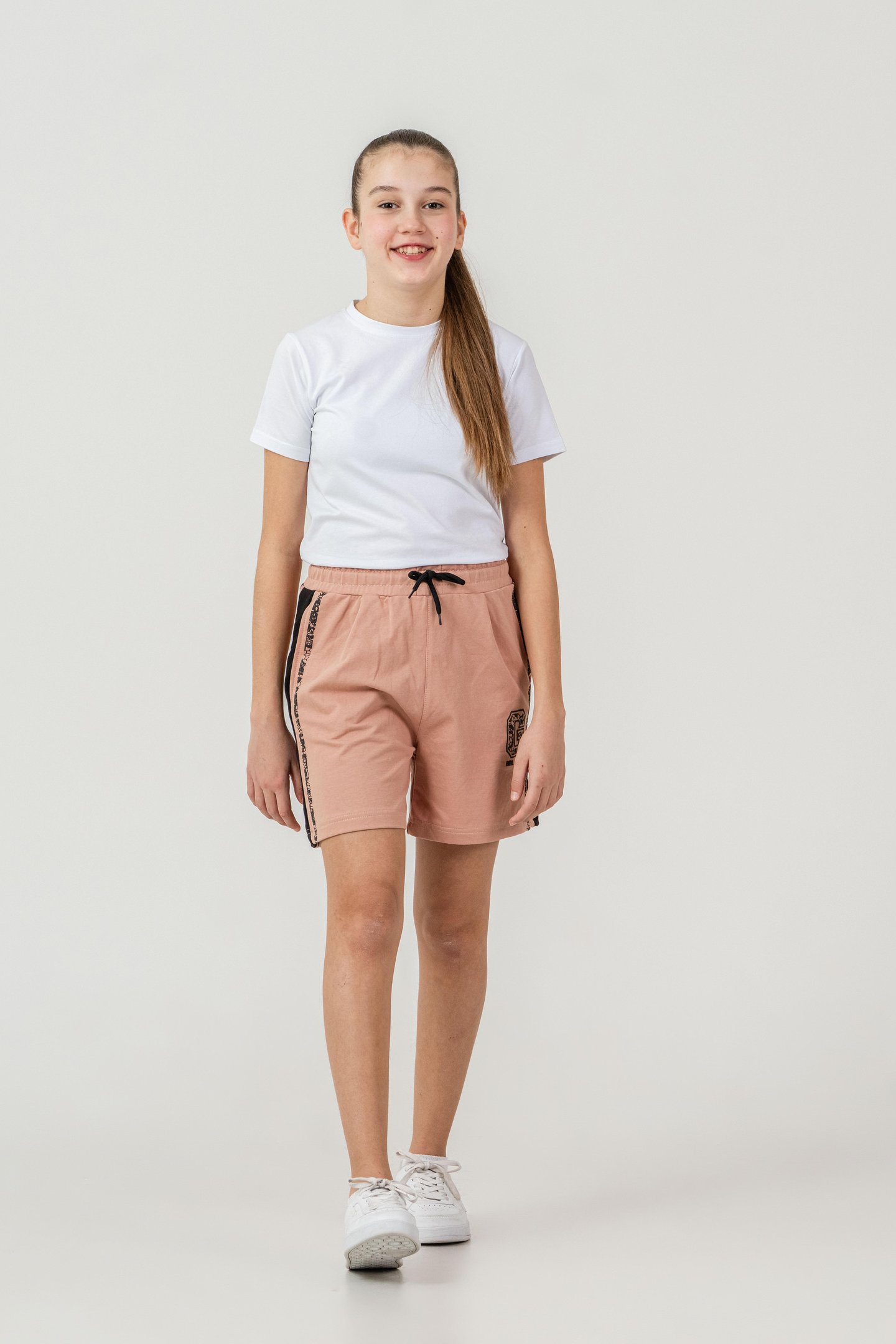 Girl Team Baskılı Yanlar Garnili Kız Çocuk Şort