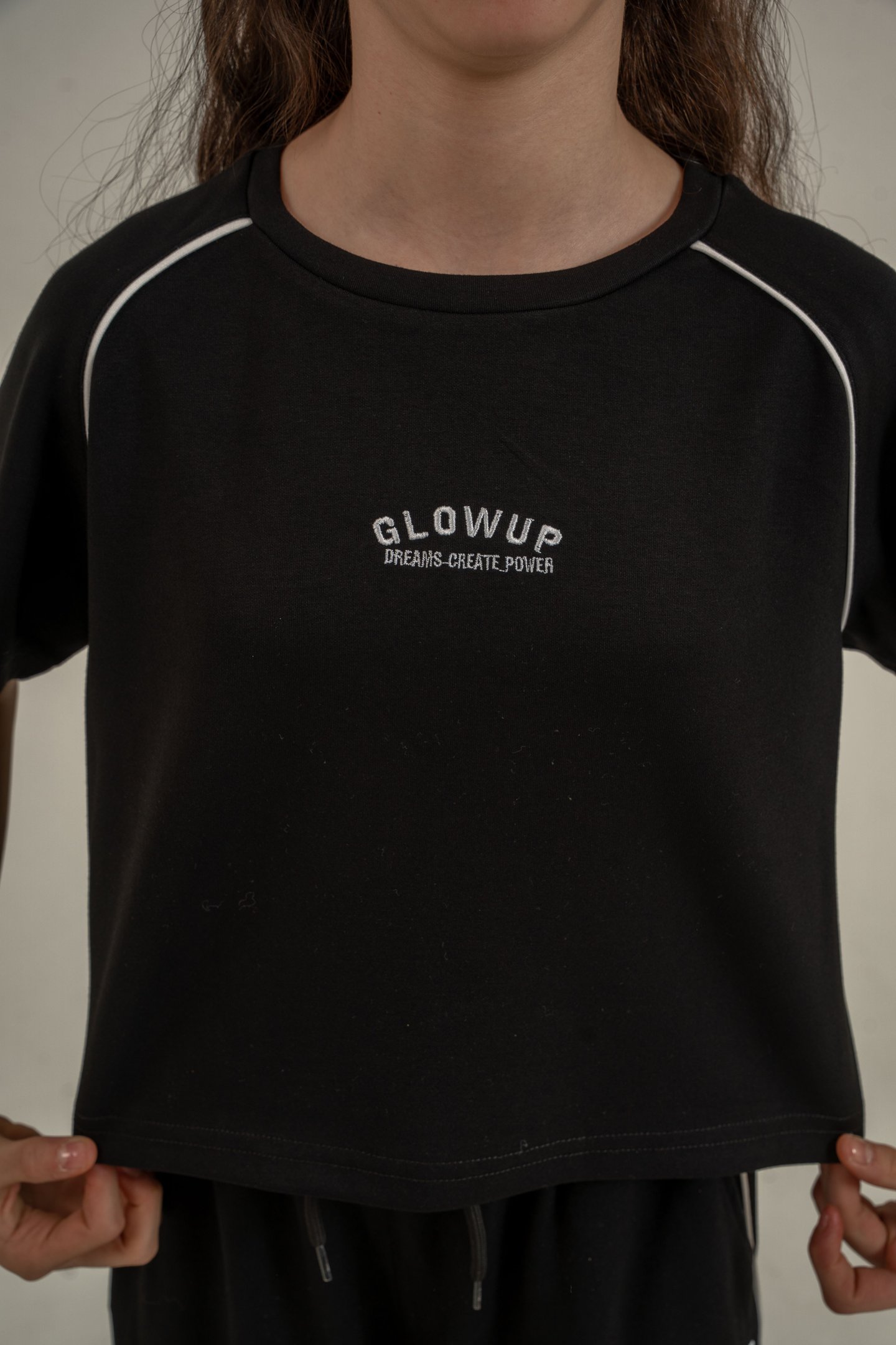 Glowup Dreams Create Power Nakışlı Biyeli Yumaşak Dokulu-Comfort Kumaş Kız Çocuk Alt Üst Eşofman Takımı