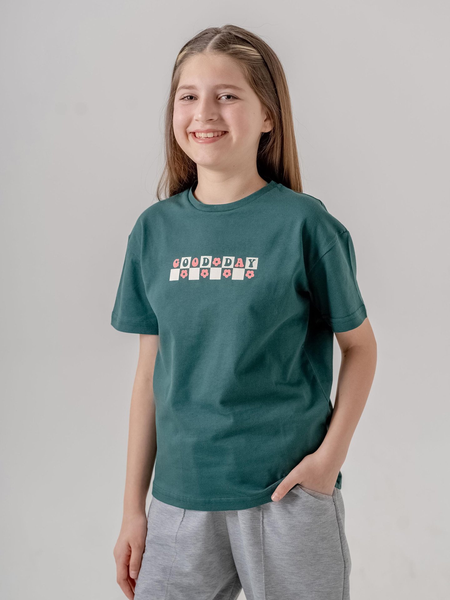 GOOD DAY Çiçek Baskılı Kız Çocuk T-shirt Tişört