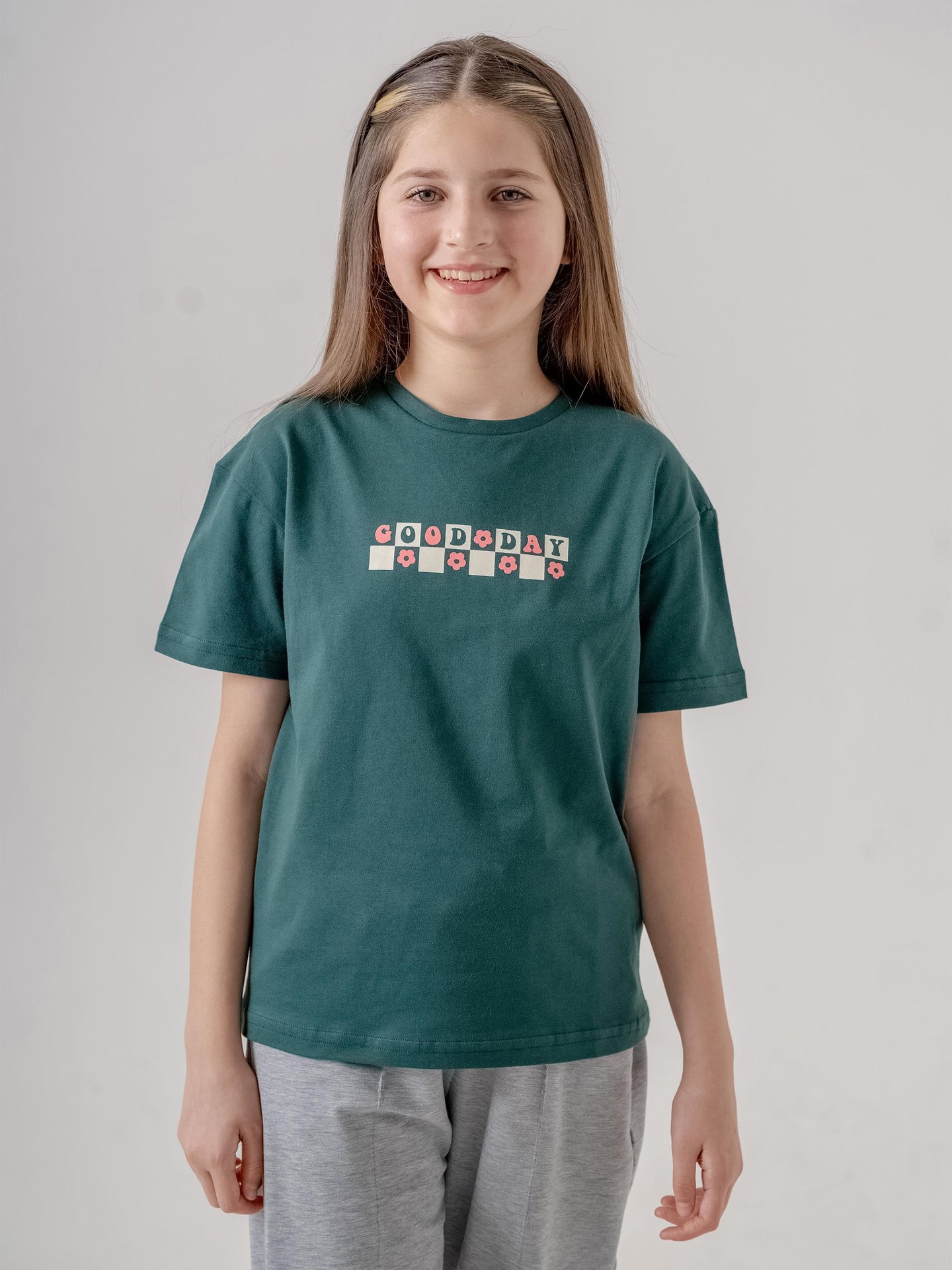 GOOD DAY Çiçek Baskılı Kız Çocuk T-shirt Tişört