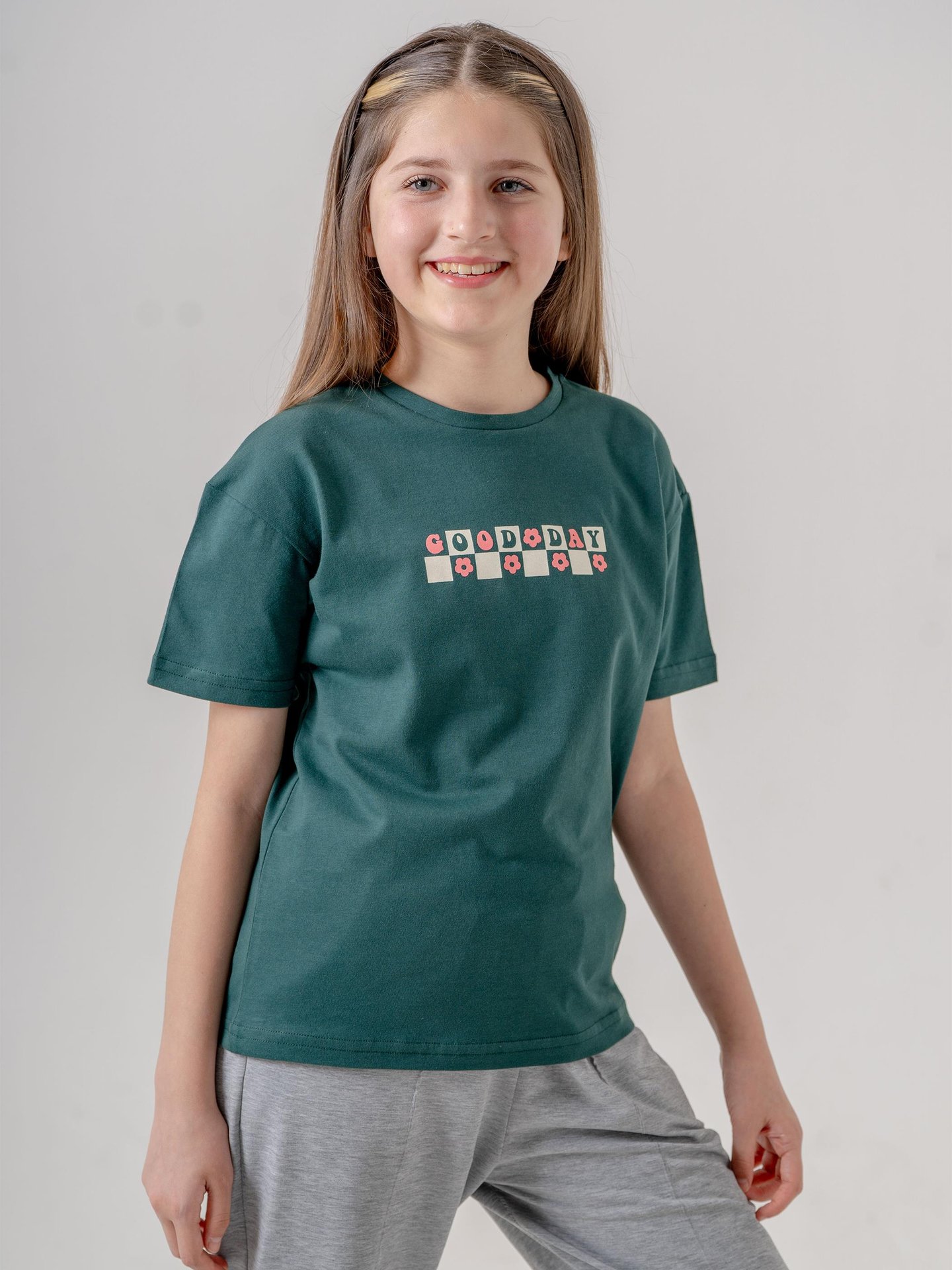 GOOD DAY Çiçek Baskılı Kız Çocuk T-shirt Tişört