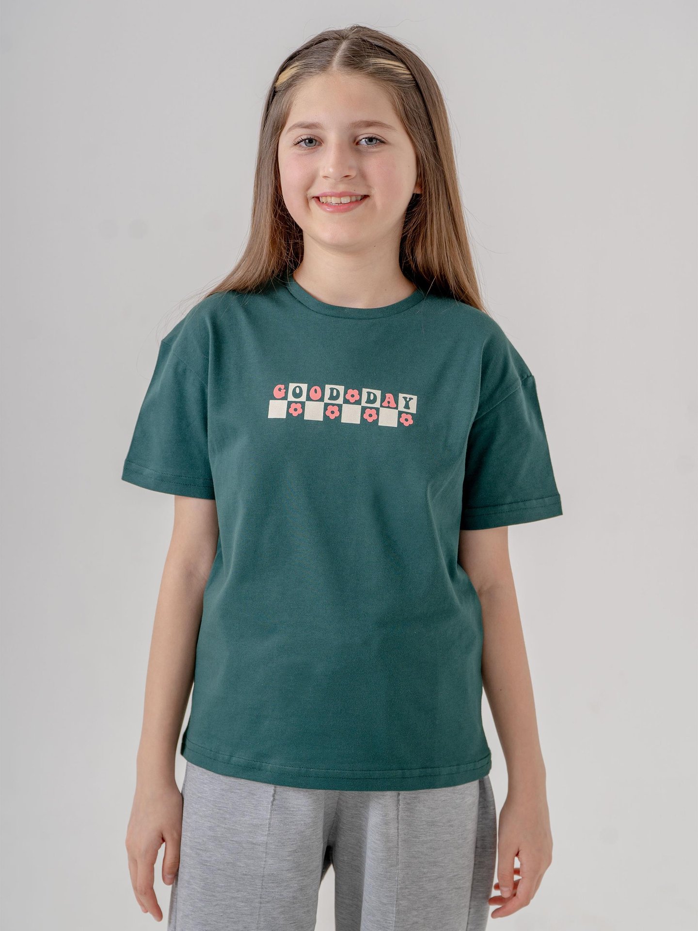 GOOD DAY Çiçek Baskılı Kız Çocuk T-shirt Tişört