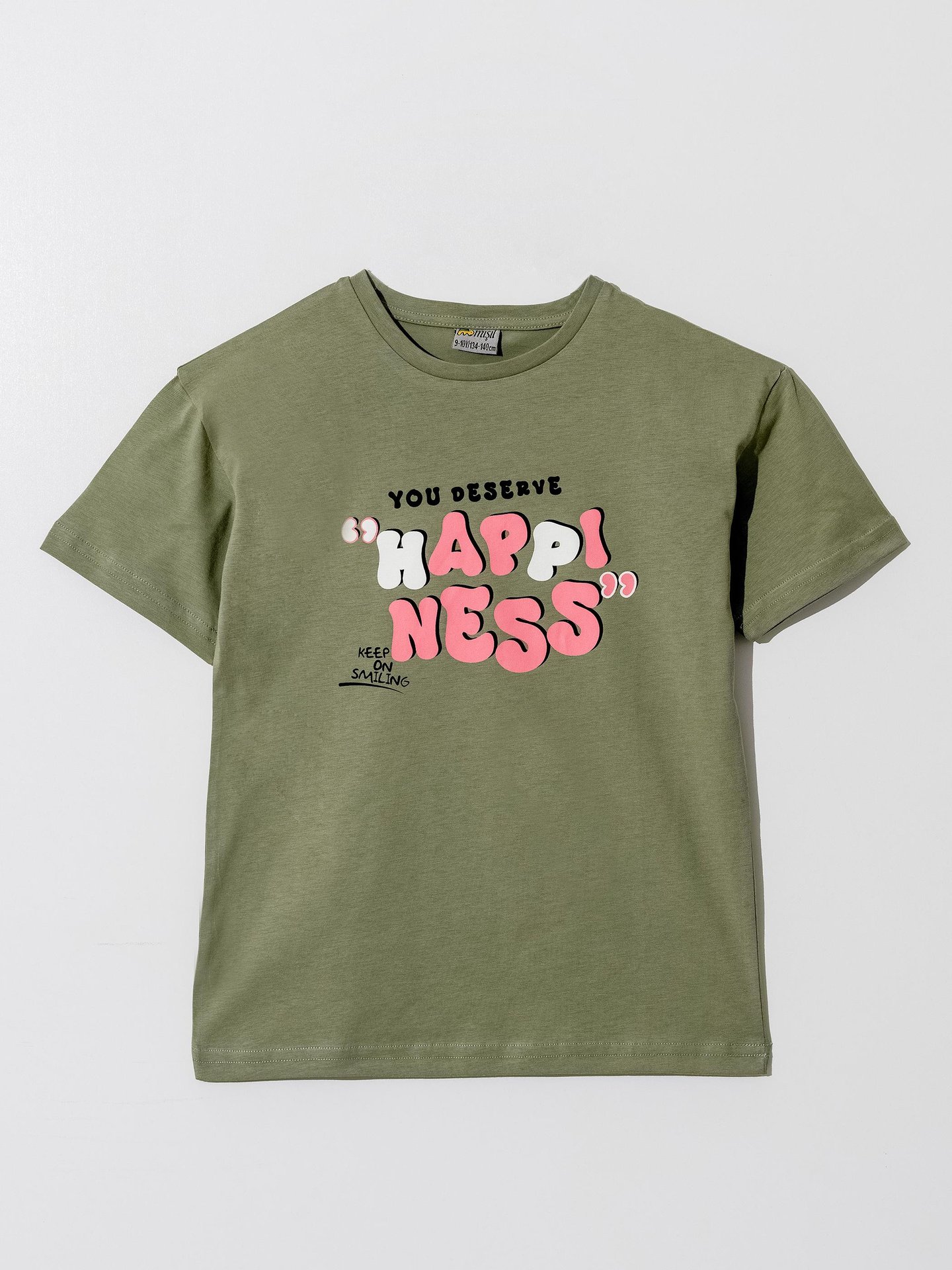 HAPPINESS YOU DESERVE Baskılı Kız Çocuk Tişört T-shirt