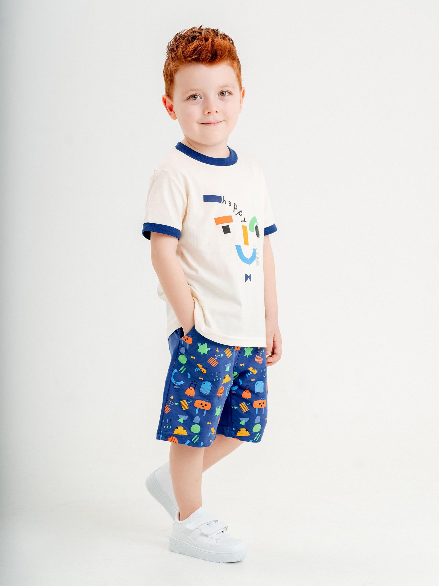 HAPPY Baskılı Erkek Çocuk T-shirt Şort Alt Üst Takım